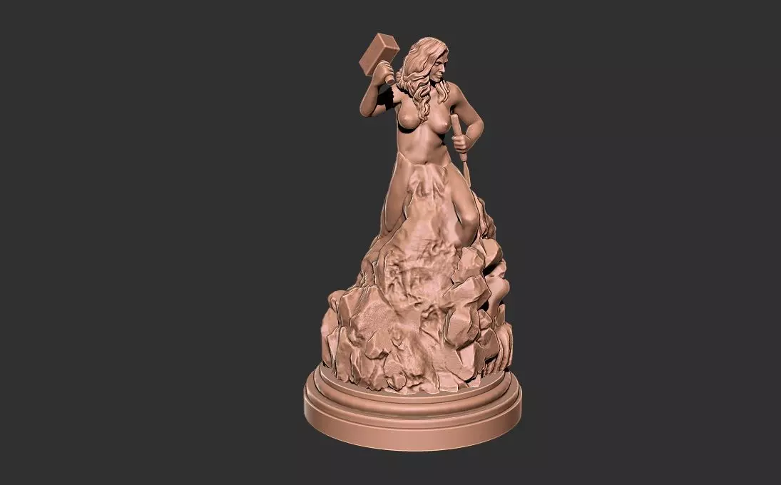 Self sculpting woman self made 3D print model_1