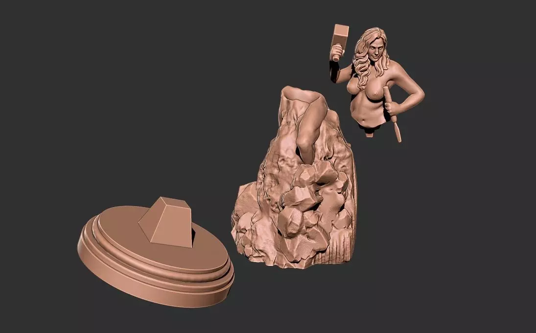 Self sculpting woman self made 3D print model_7