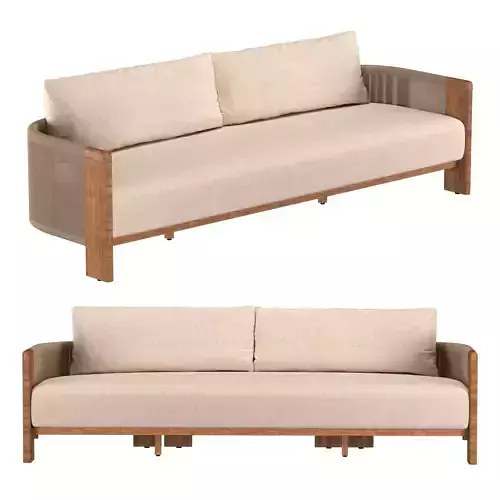 Striata Teak Sofa 3D model