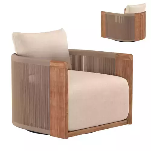 Striata Teak Swivel Lounge Chair 3D model