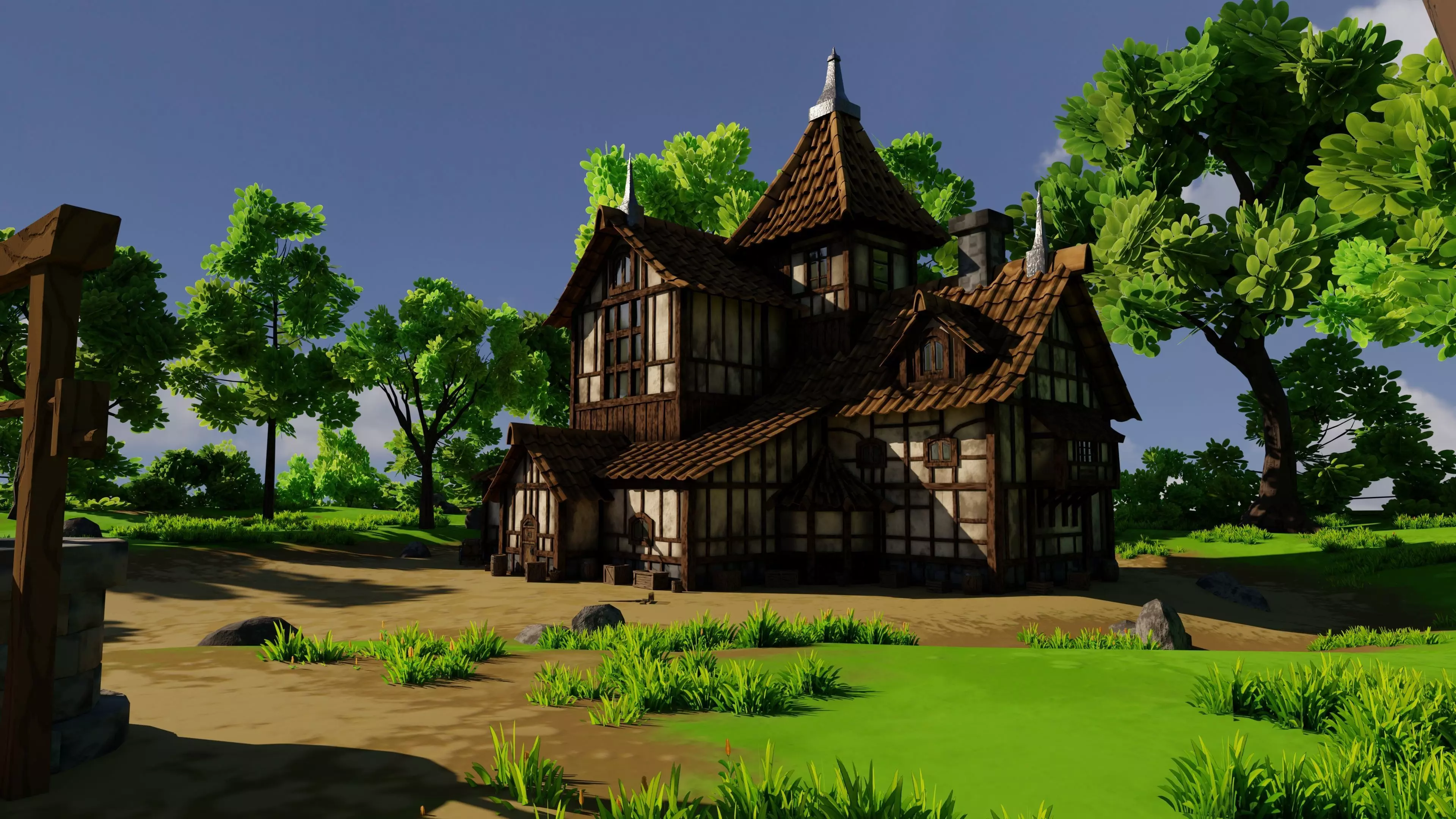 Medieval House 10 With Environment 3D model_3