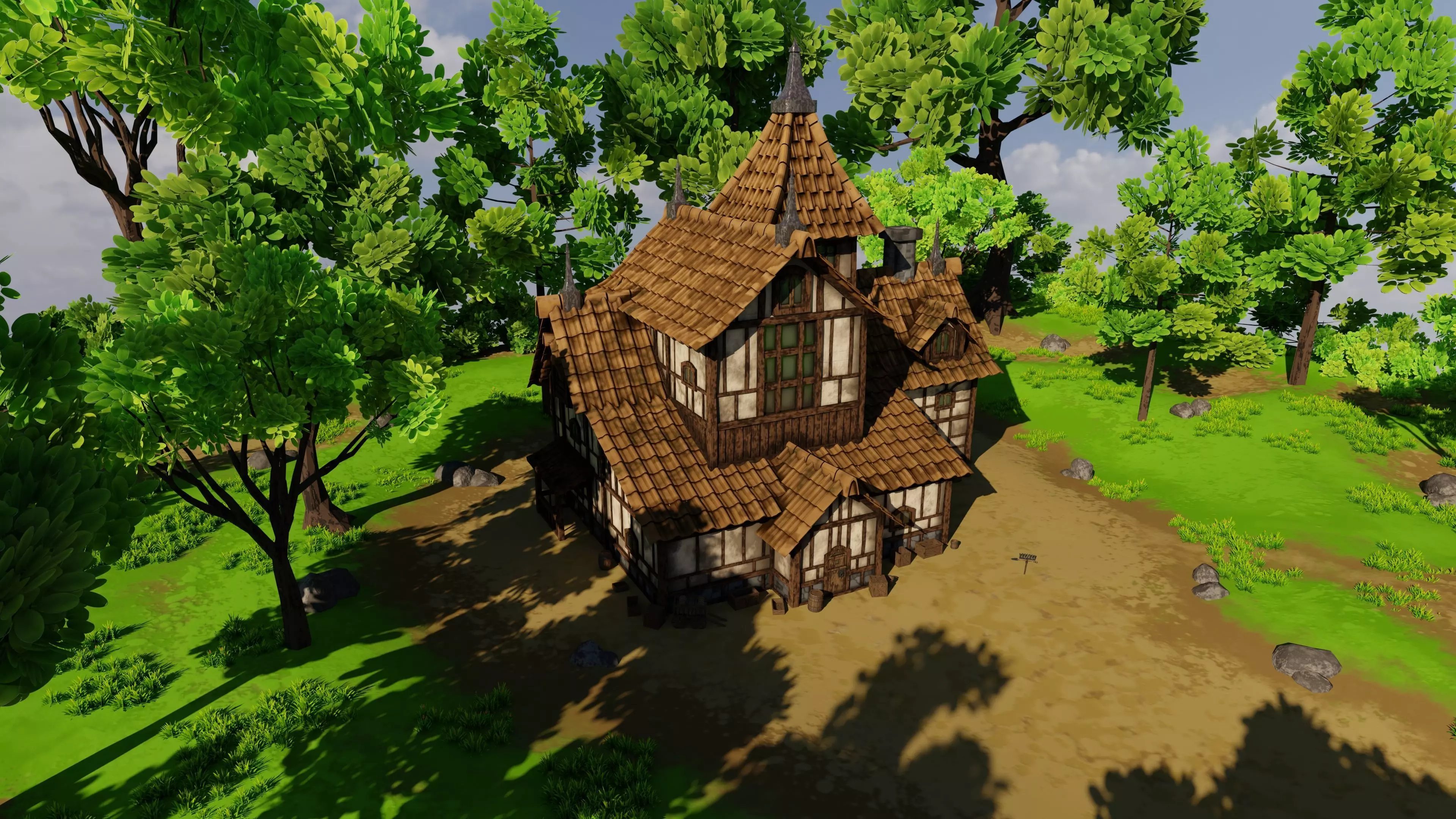 Medieval House 10 With Environment 3D model_6