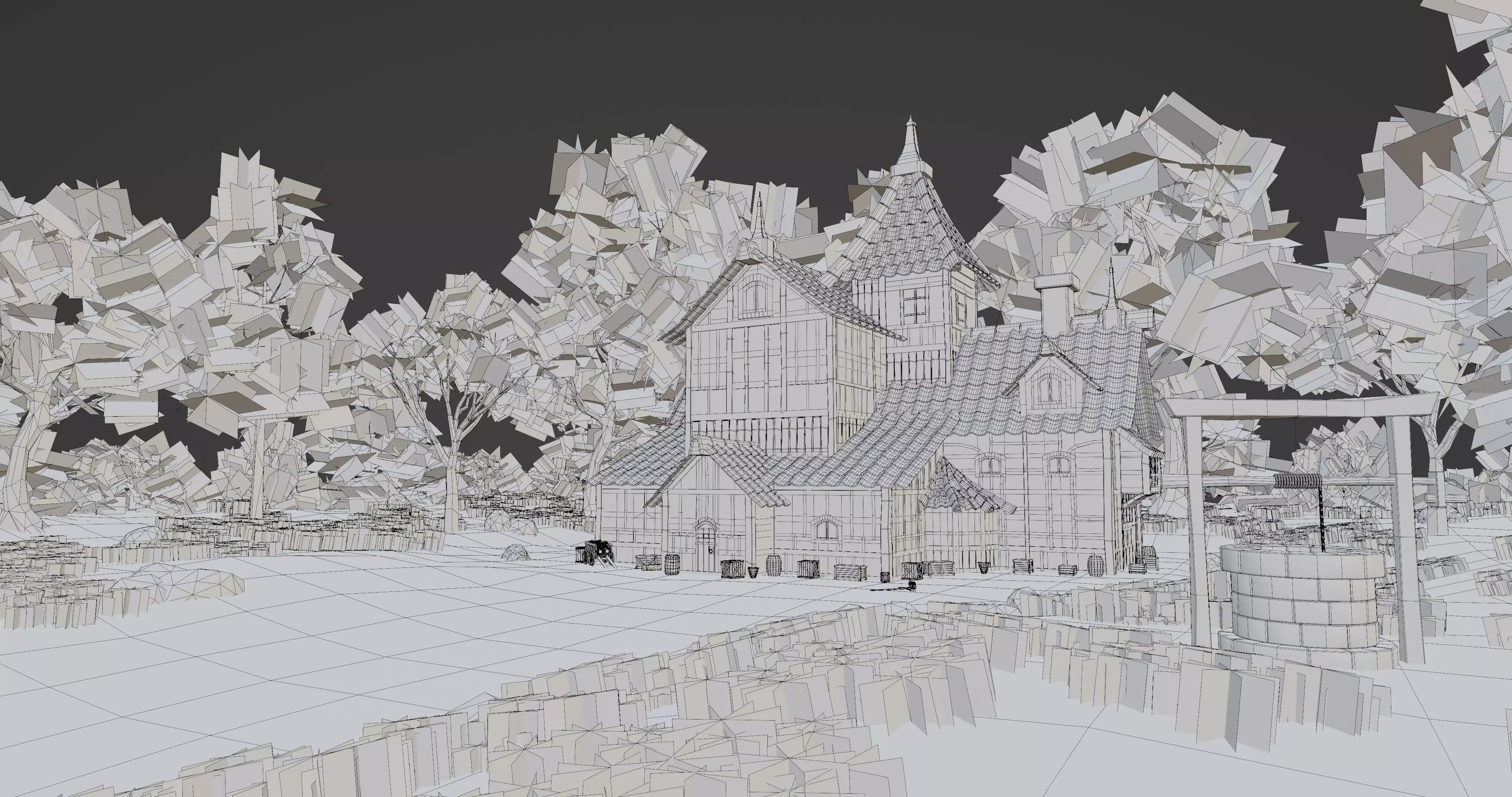 Medieval House 10 With Environment 3D model_15