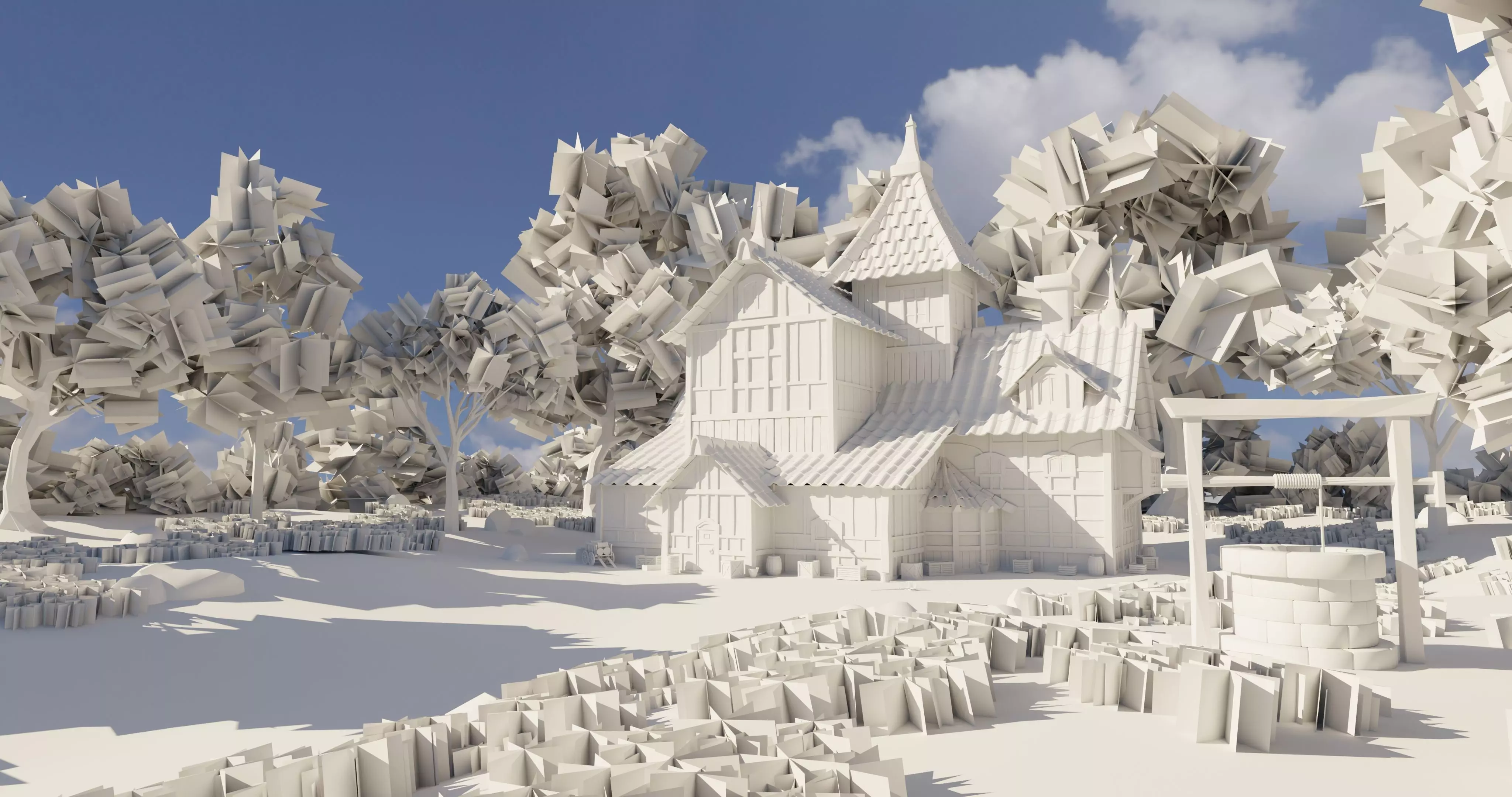 Medieval House 10 With Environment 3D model_16