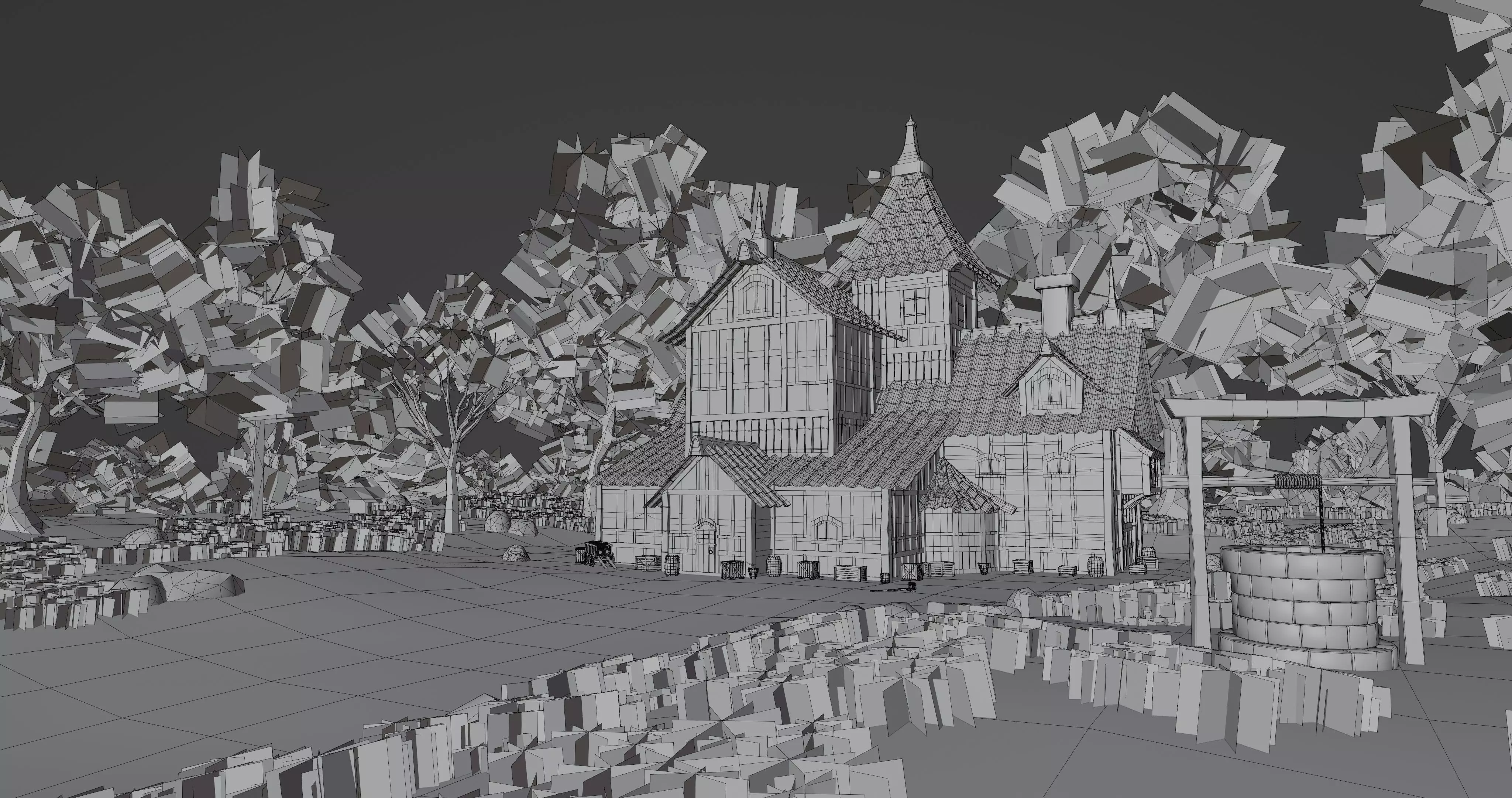 Medieval House 10 With Environment 3D model_14