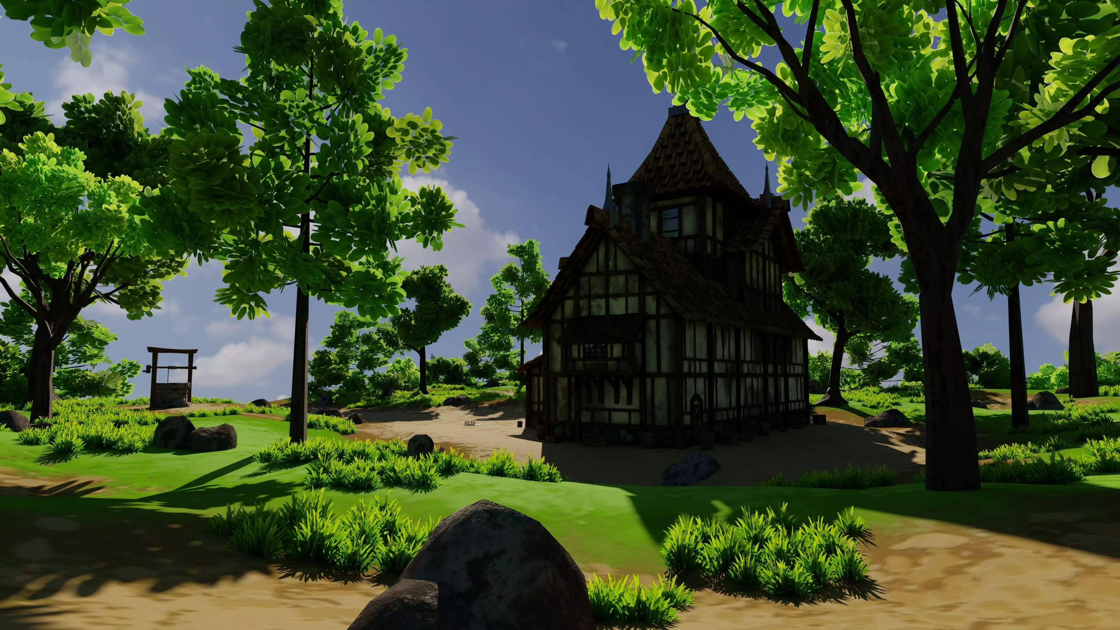 Medieval House 10 With Environment 3D model_4