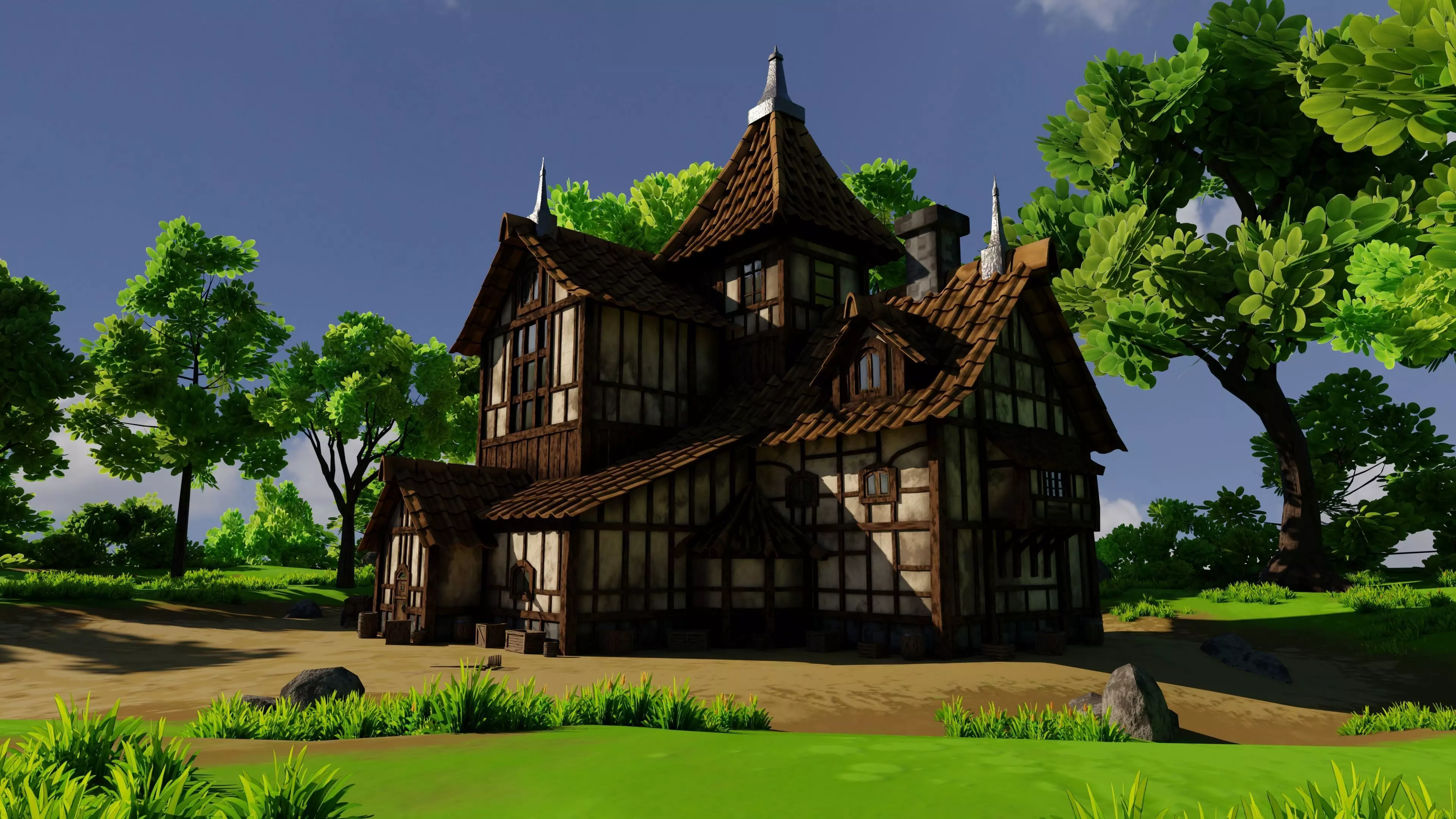 Medieval House 10 With Environment 3D model_10