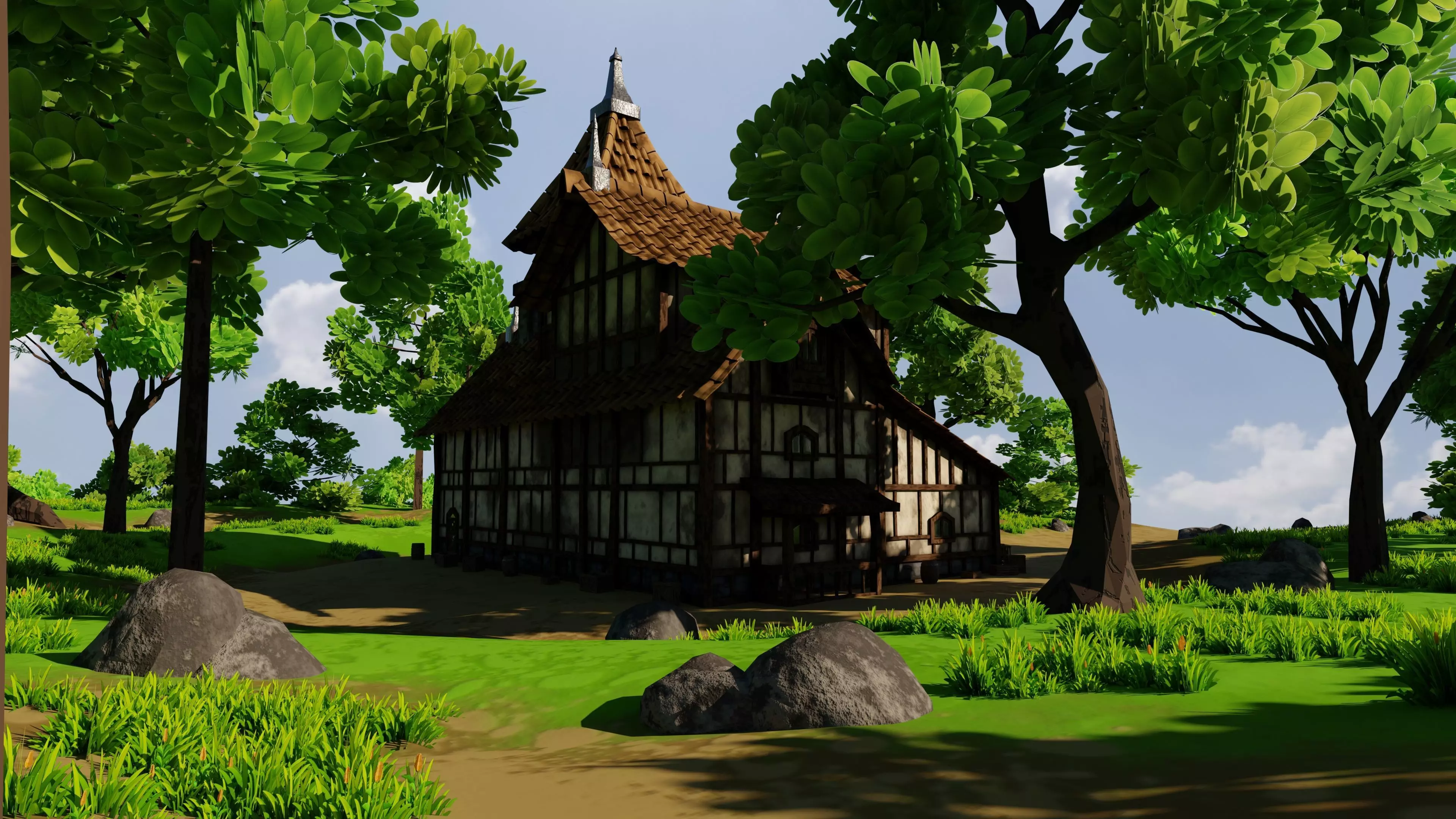 Medieval House 10 With Environment 3D model_5