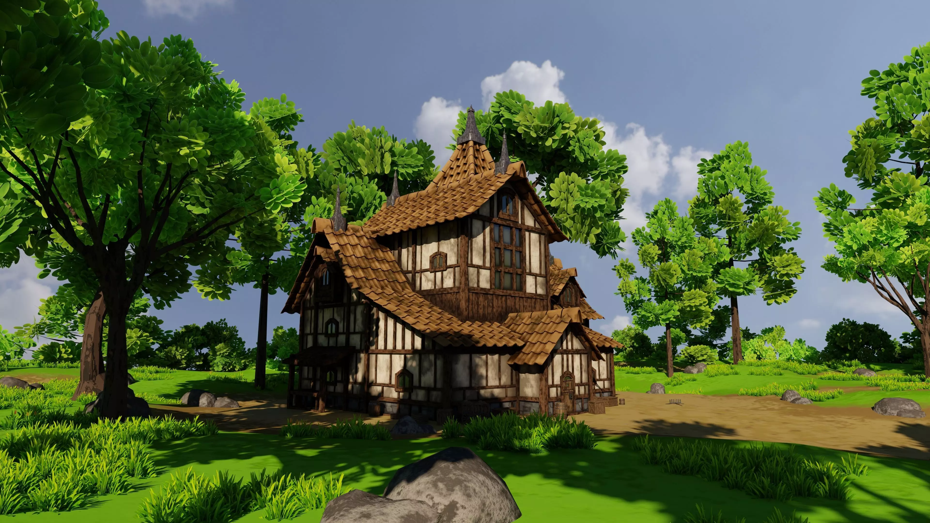 Medieval House 10 With Environment 3D model_2