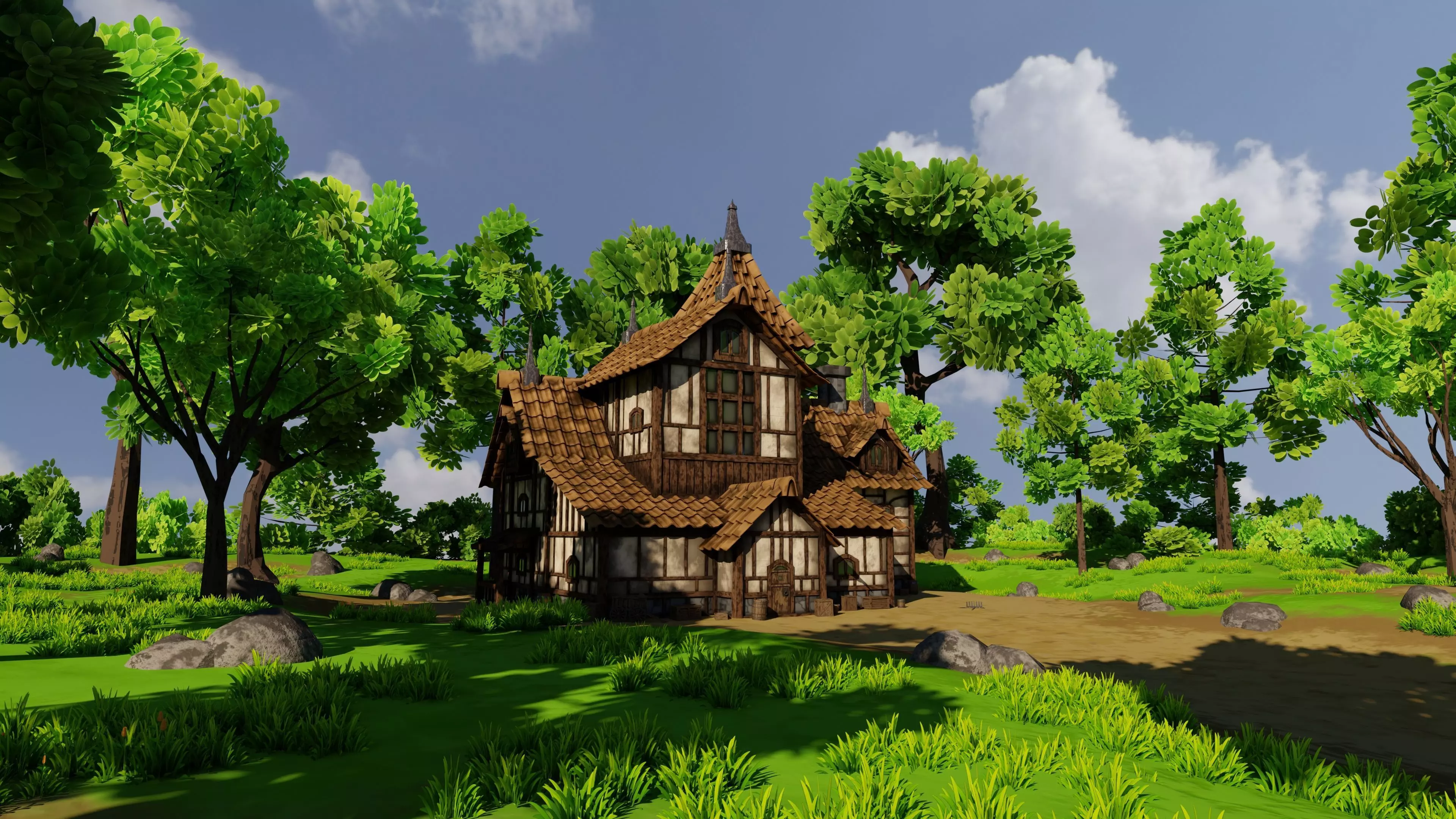 Medieval House 10 With Environment 3D model_1