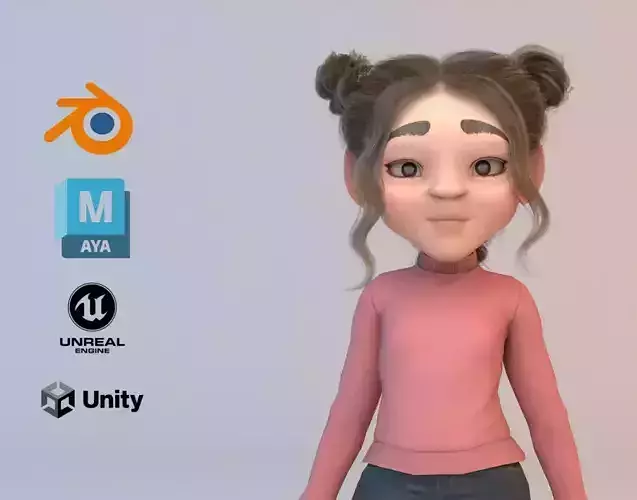 Child Cartoon Character - Rigged