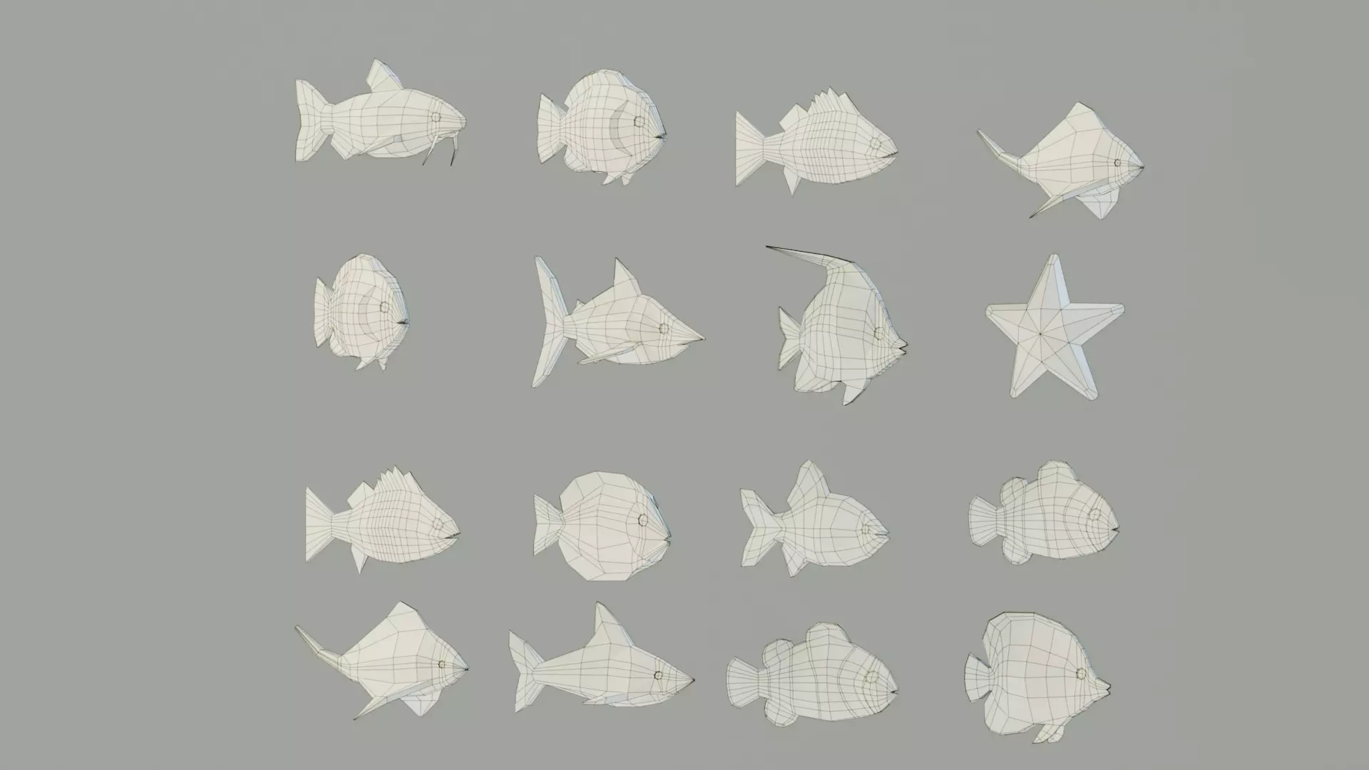 Low Poly Fishes Pack Rigged Low-poly 3D model_5