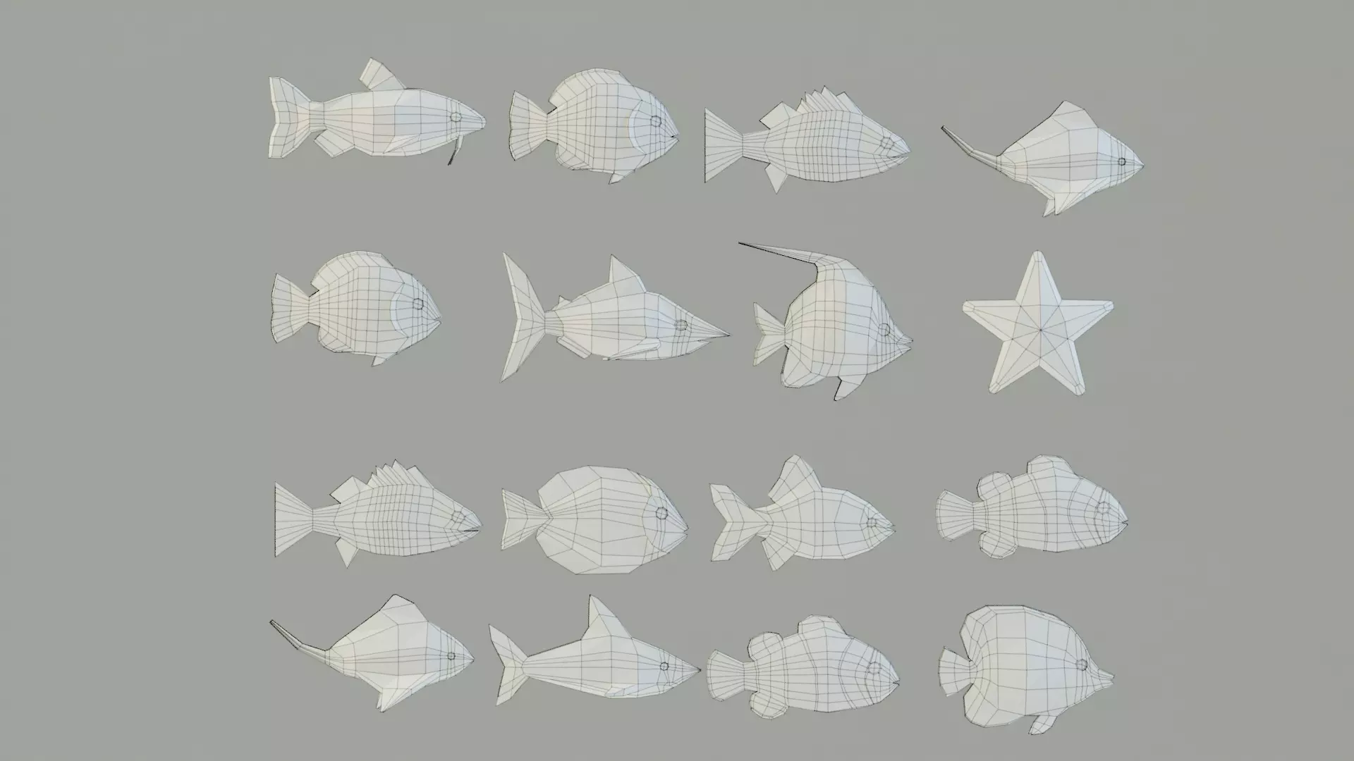 Low Poly Fishes Pack Rigged Low-poly 3D model_4