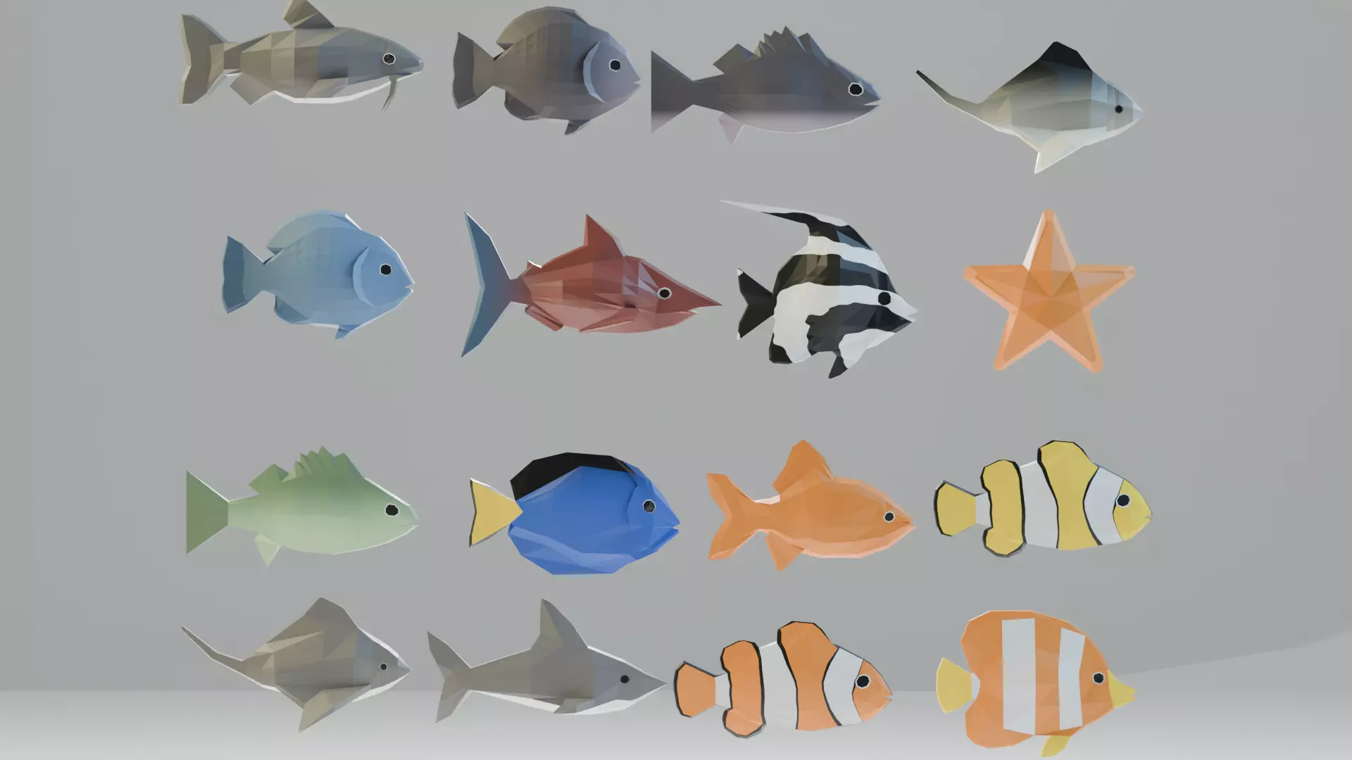 Low Poly Fishes Pack Rigged Low-poly 3D model_0