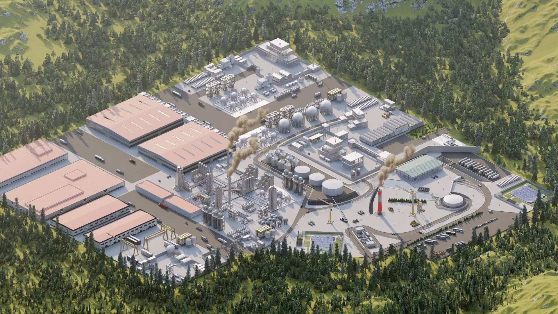 Industrial Factory-Petrochemical-Complex and Oil Gas Rig 3D model_1