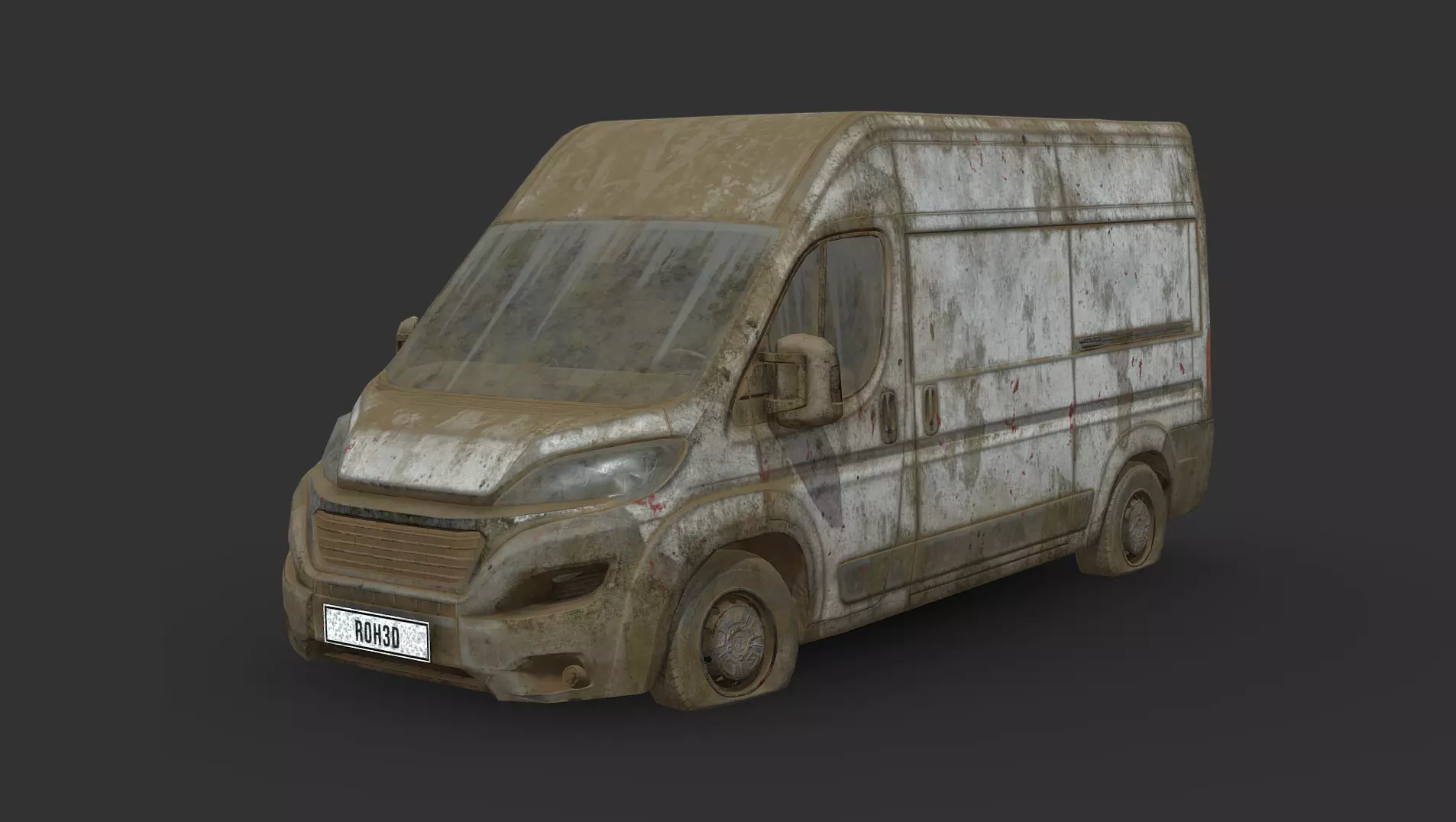 049 Abandoned Car - FIAT Ducato Van Low-poly 3D model