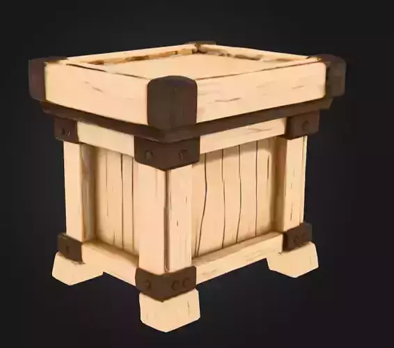 Wooden Crate Illustration Low-poly 3D model