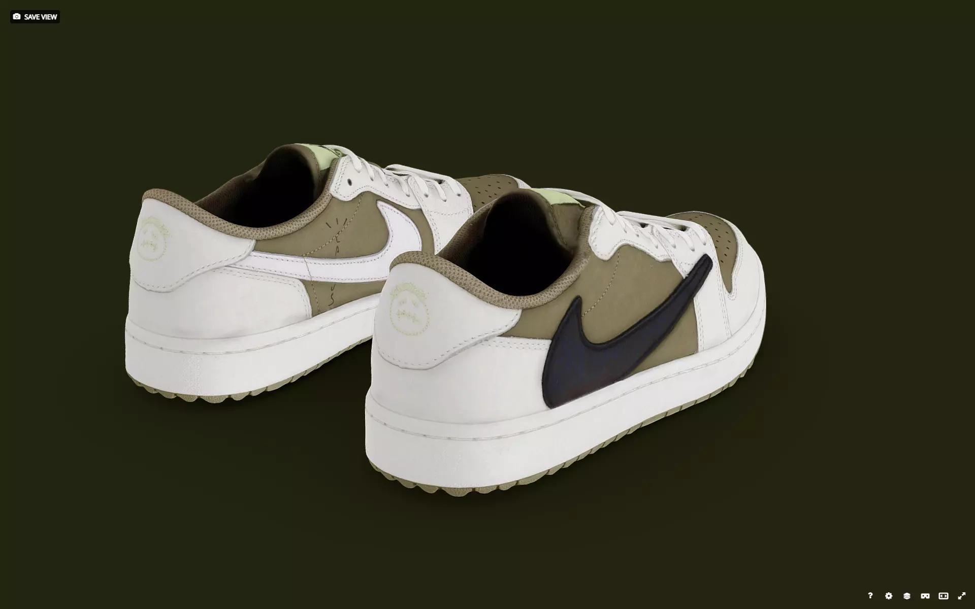 Travis Scott x Nike Air Joradn 1 Dunk low Golf Low-poly 3D model_4