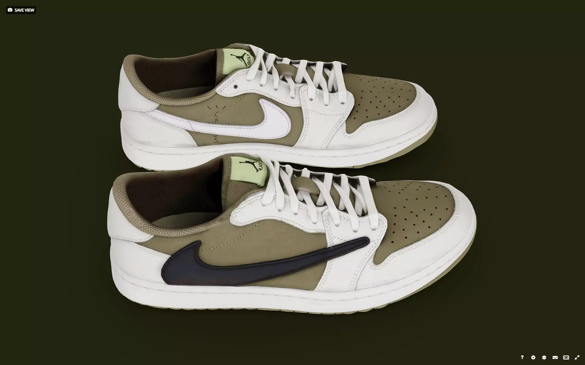 Travis Scott x Nike Air Joradn 1 Dunk low Golf Low-poly 3D model_3