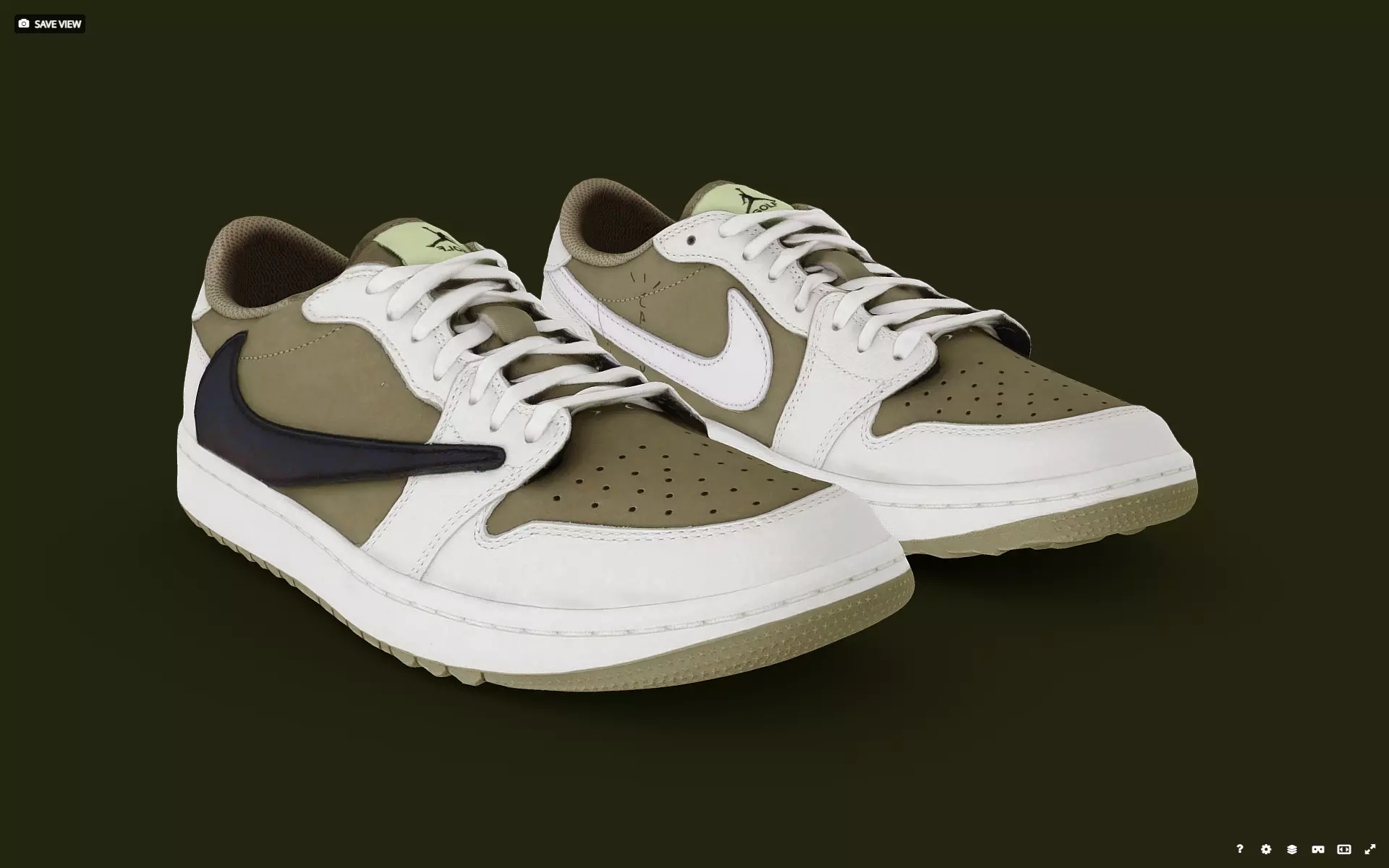Travis Scott x Nike Air Joradn 1 Dunk low Golf Low-poly 3D model_0