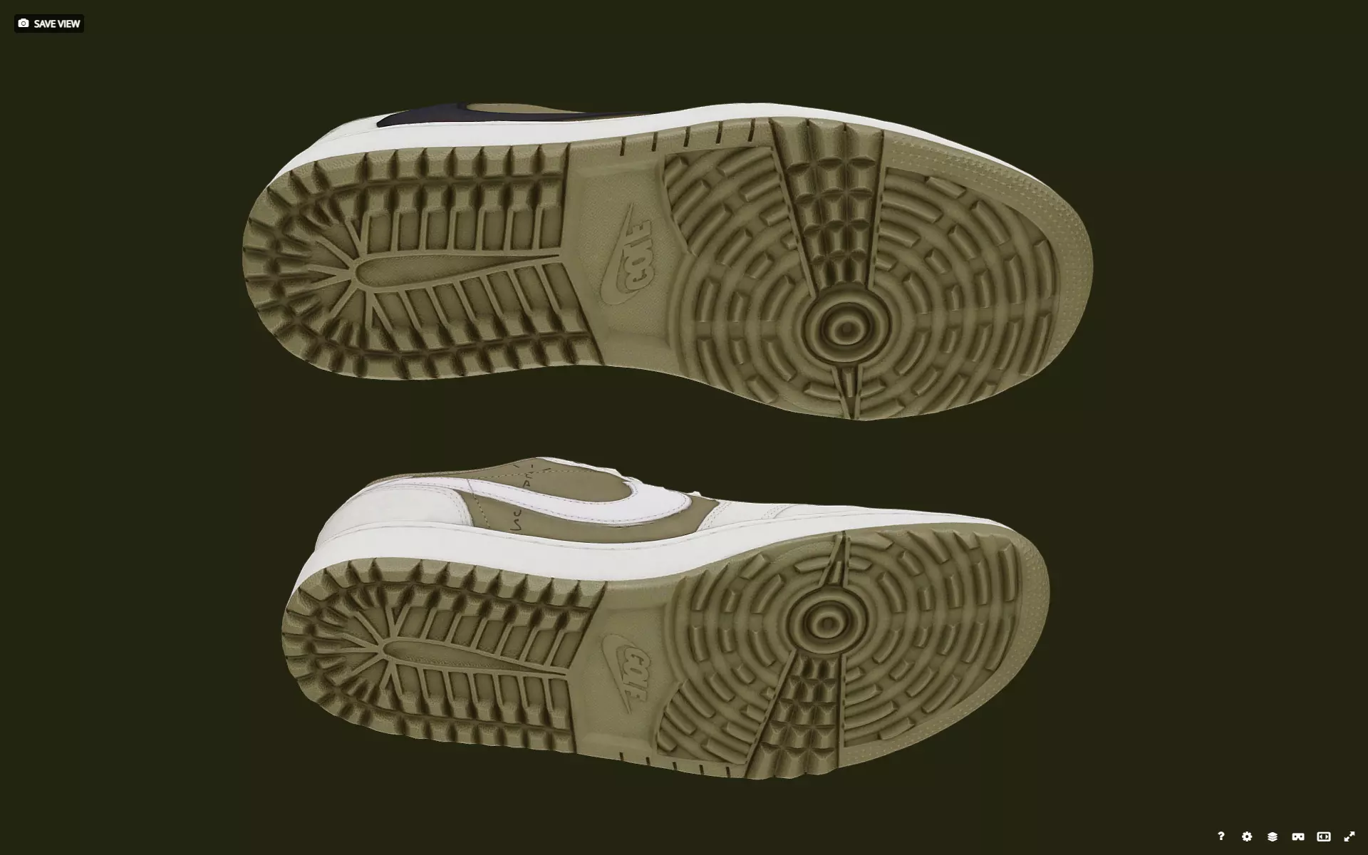 Travis Scott x Nike Air Joradn 1 Dunk low Golf Low-poly 3D model_6