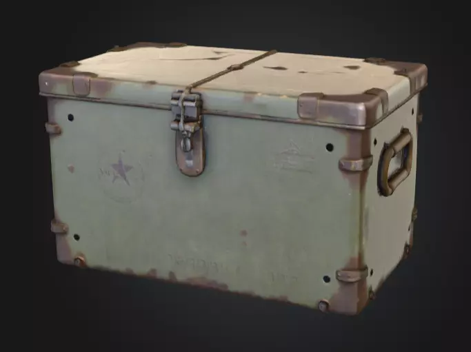 Weathered Military Ammunition Box Low-poly 3D model_0