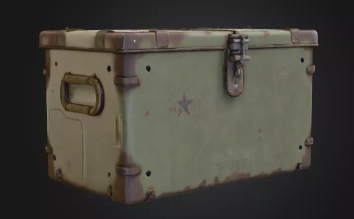 Weathered Military Ammunition Box Low-poly 3D model_2