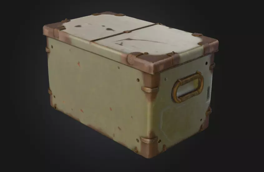 Weathered Military Ammunition Box Low-poly 3D model_4