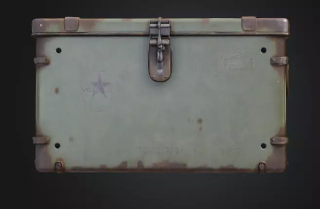 Weathered Military Ammunition Box Low-poly 3D model_1