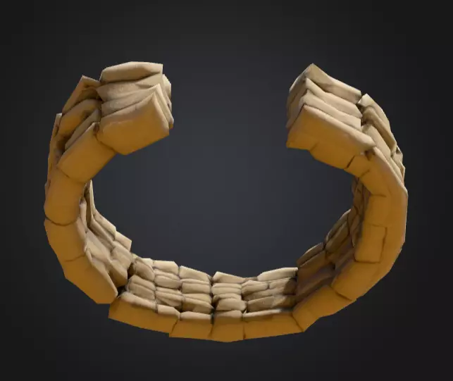 Half Circle Sandbag Wall Low-poly 3D model_8
