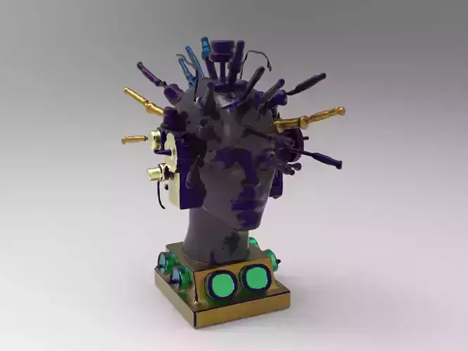 Cyberpunk Neural Head Sculpture