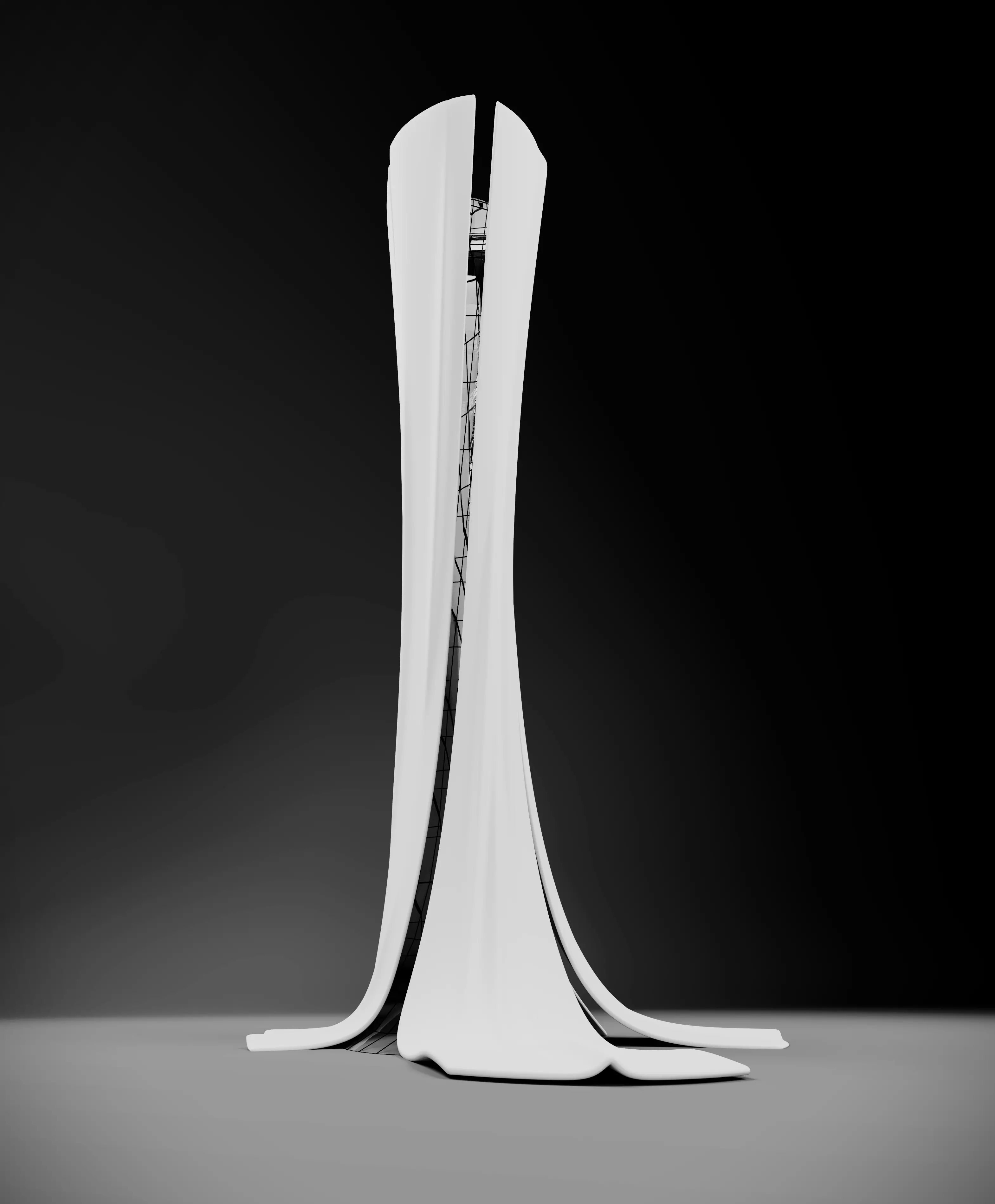 Organic Residential Tower Flowing Fabric inspired Design 3D model_1