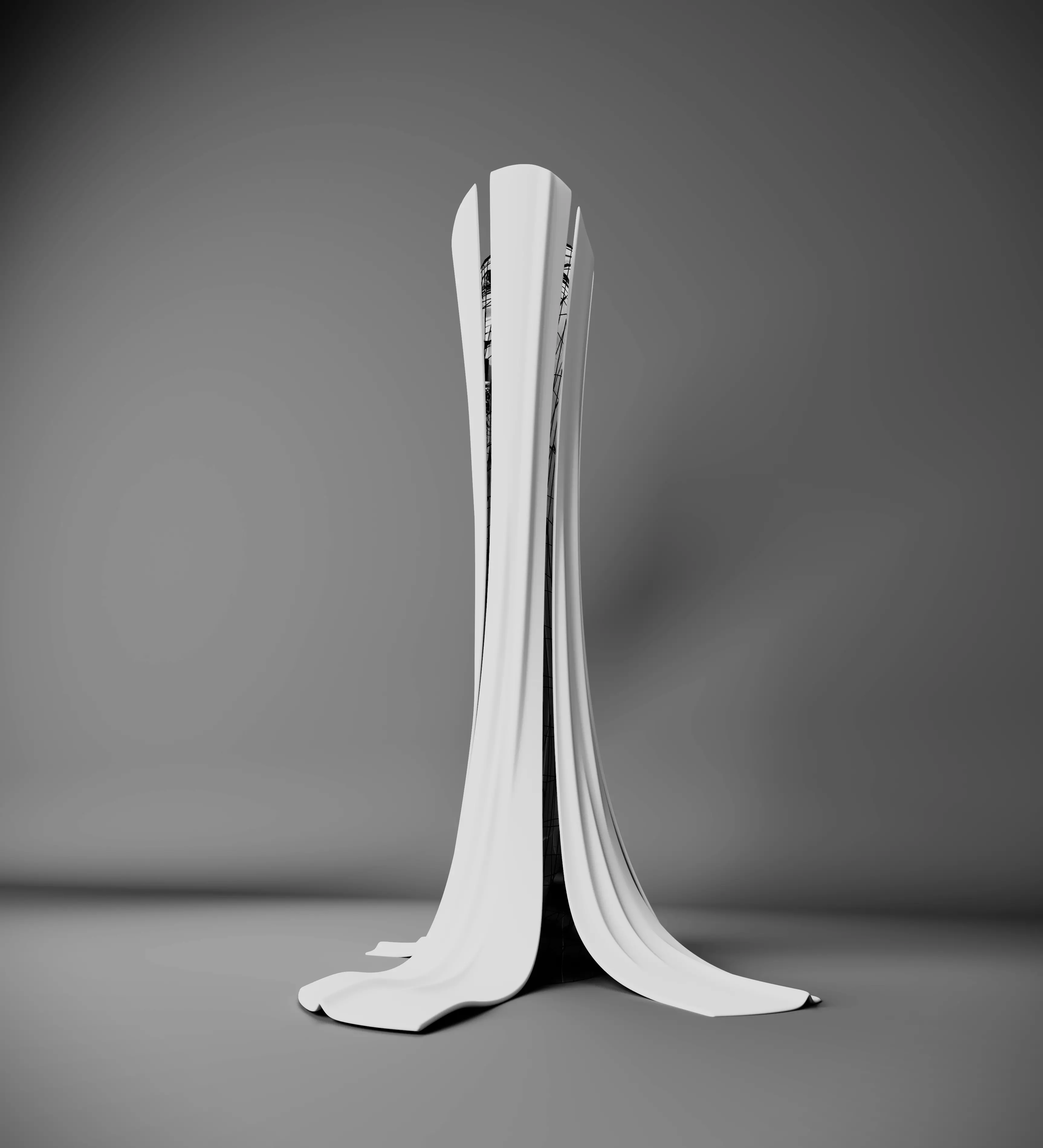 Organic Residential Tower Flowing Fabric inspired Design 3D model_0