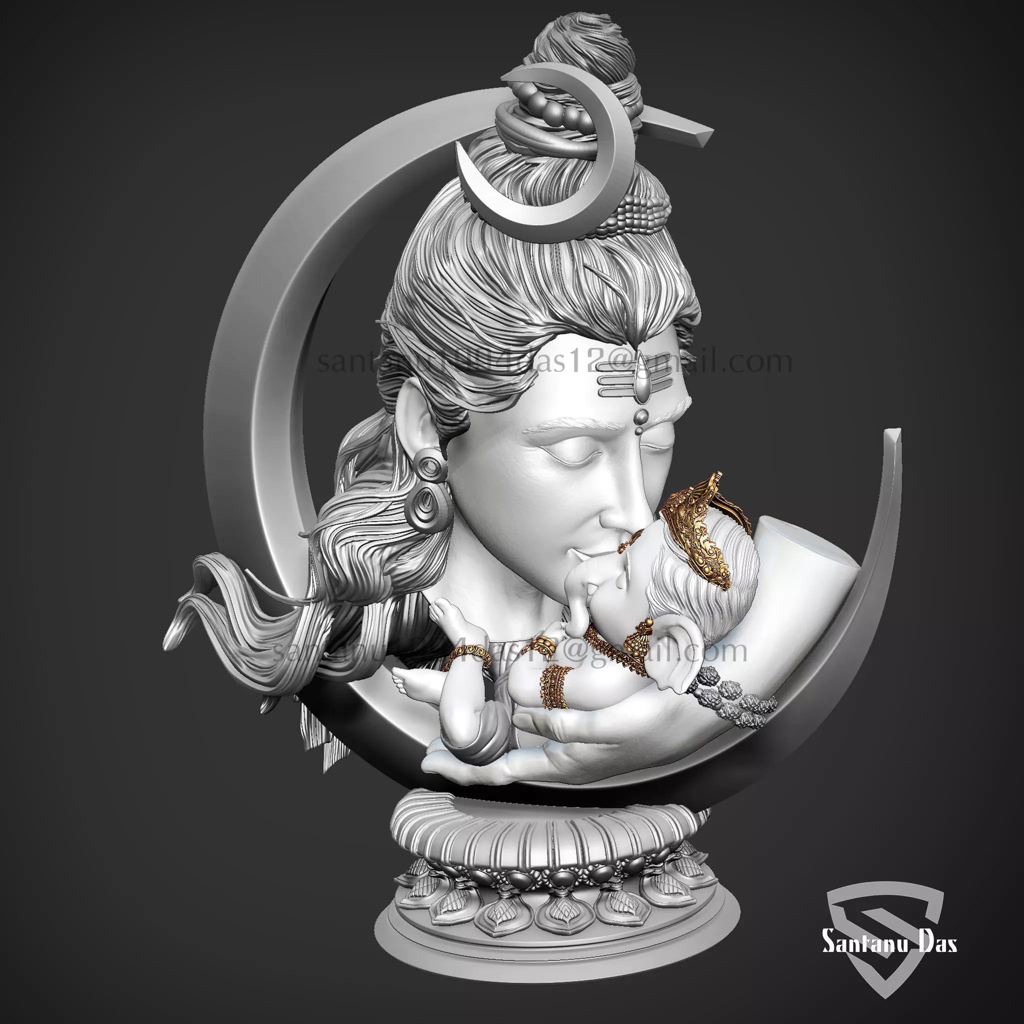 Baby Ganesh in Shiv jis Hand 3D print model_2