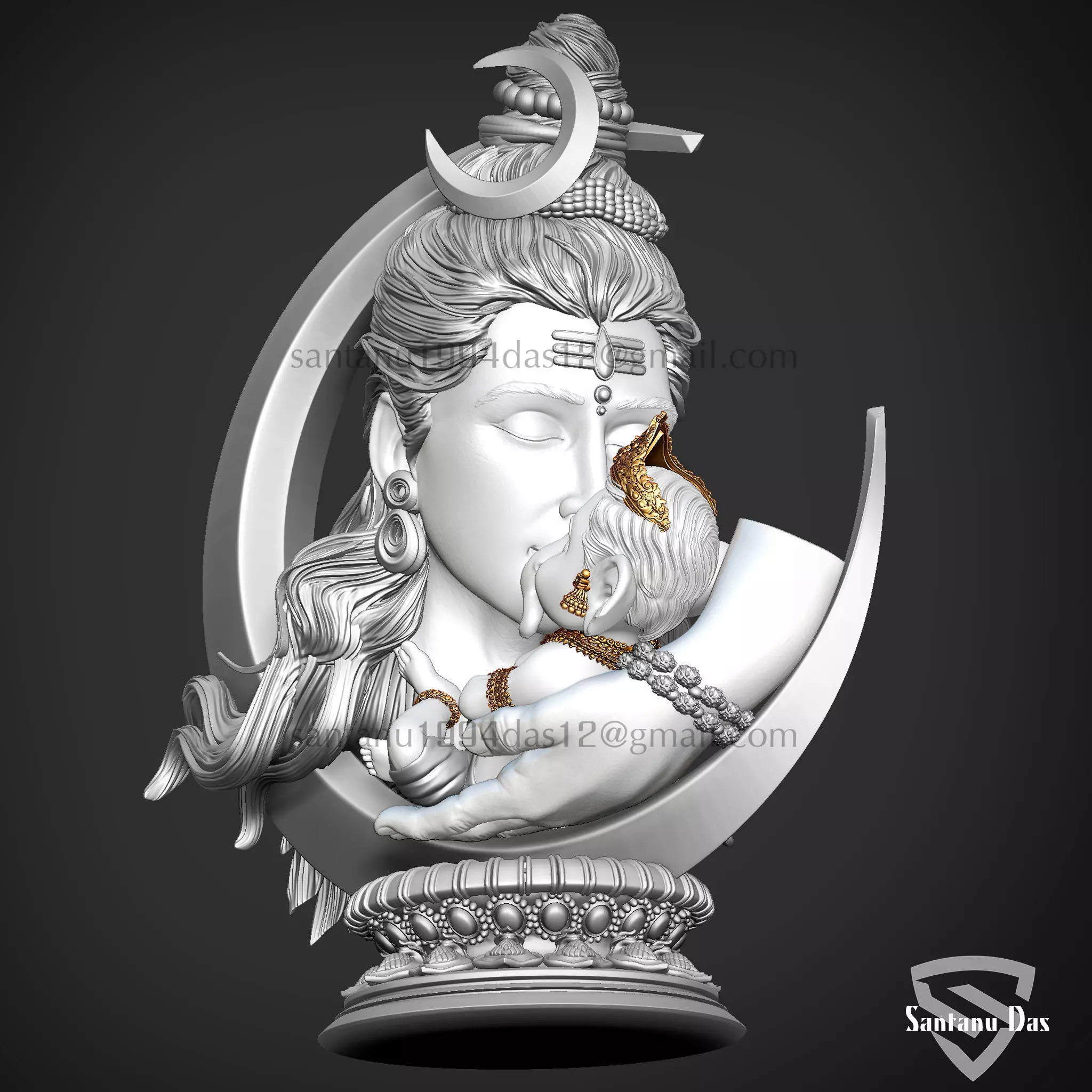 Baby Ganesh in Shiv jis Hand 3D print model_4