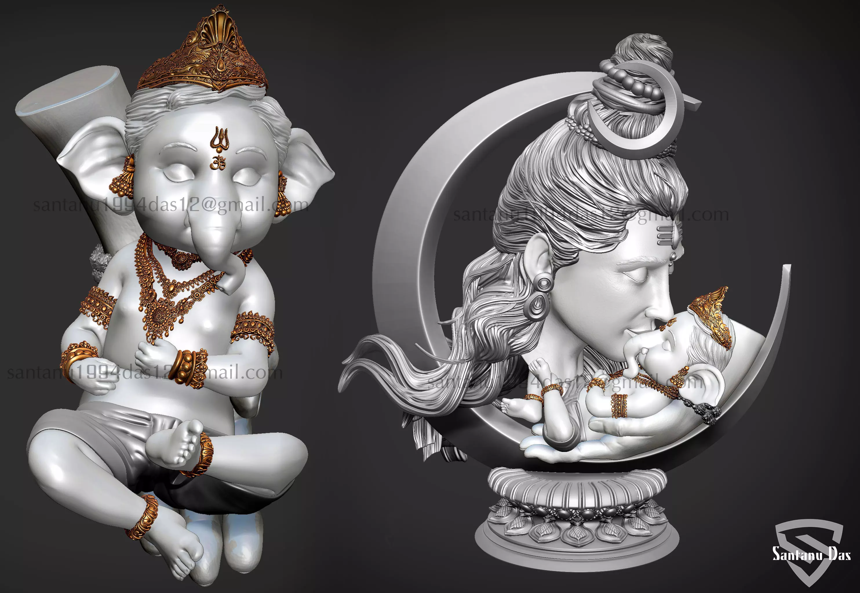 Baby Ganesh in Shiv jis Hand 3D print model_0