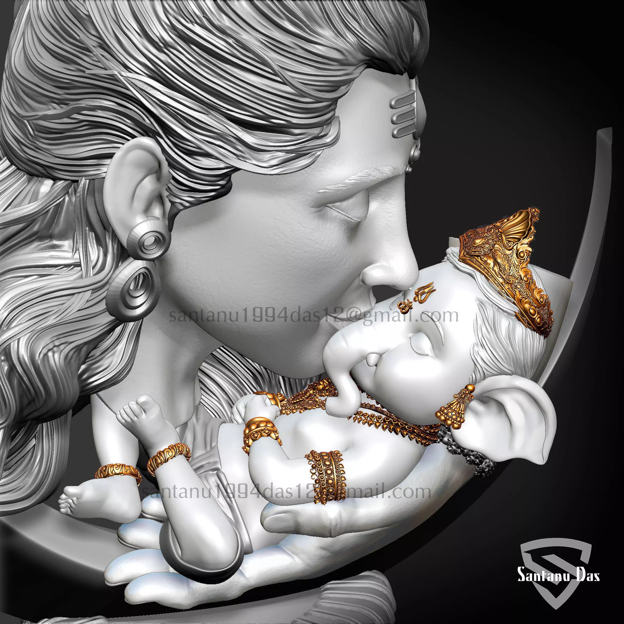 Baby Ganesh in Shiv jis Hand 3D print model_7