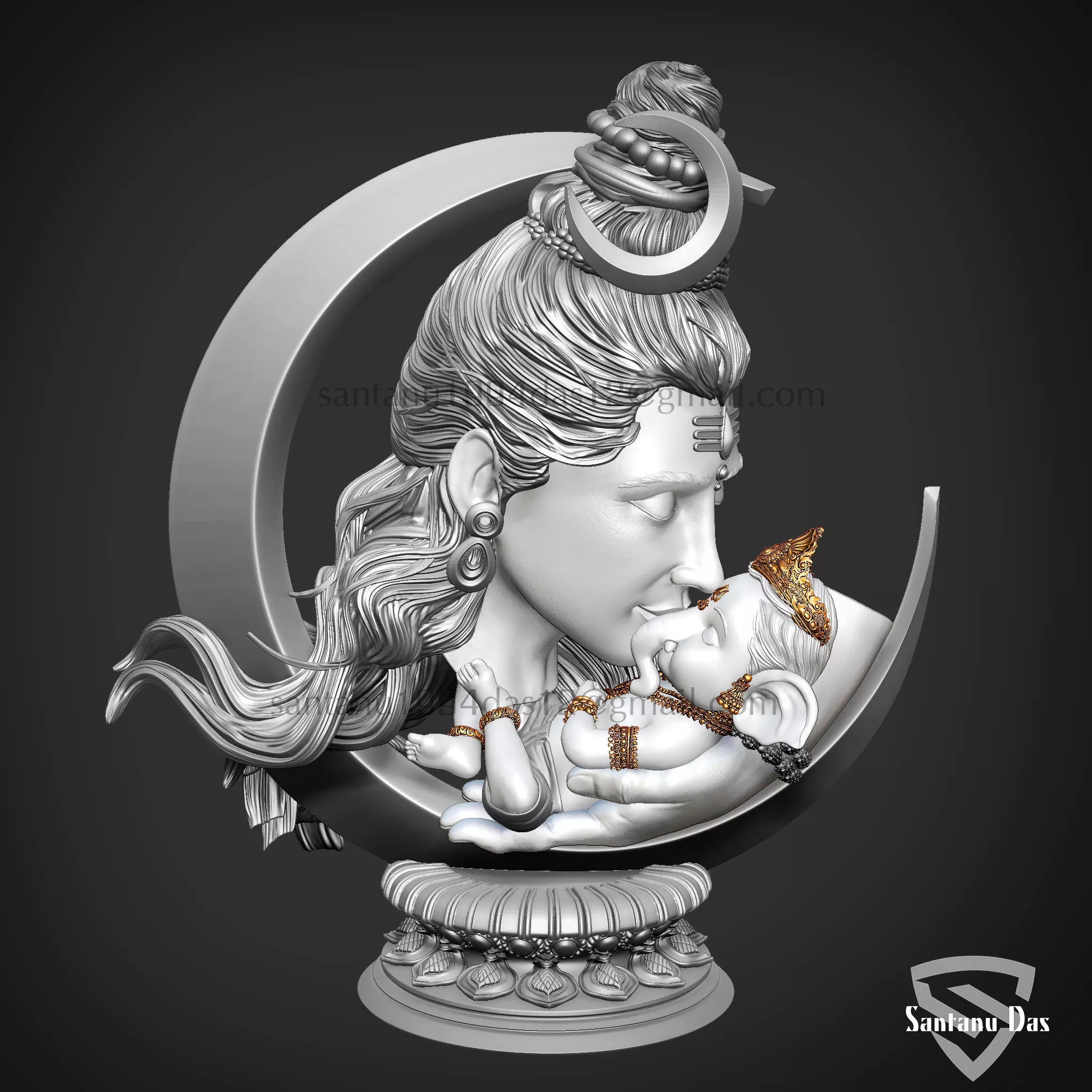 Baby Ganesh in Shiv jis Hand 3D print model_1