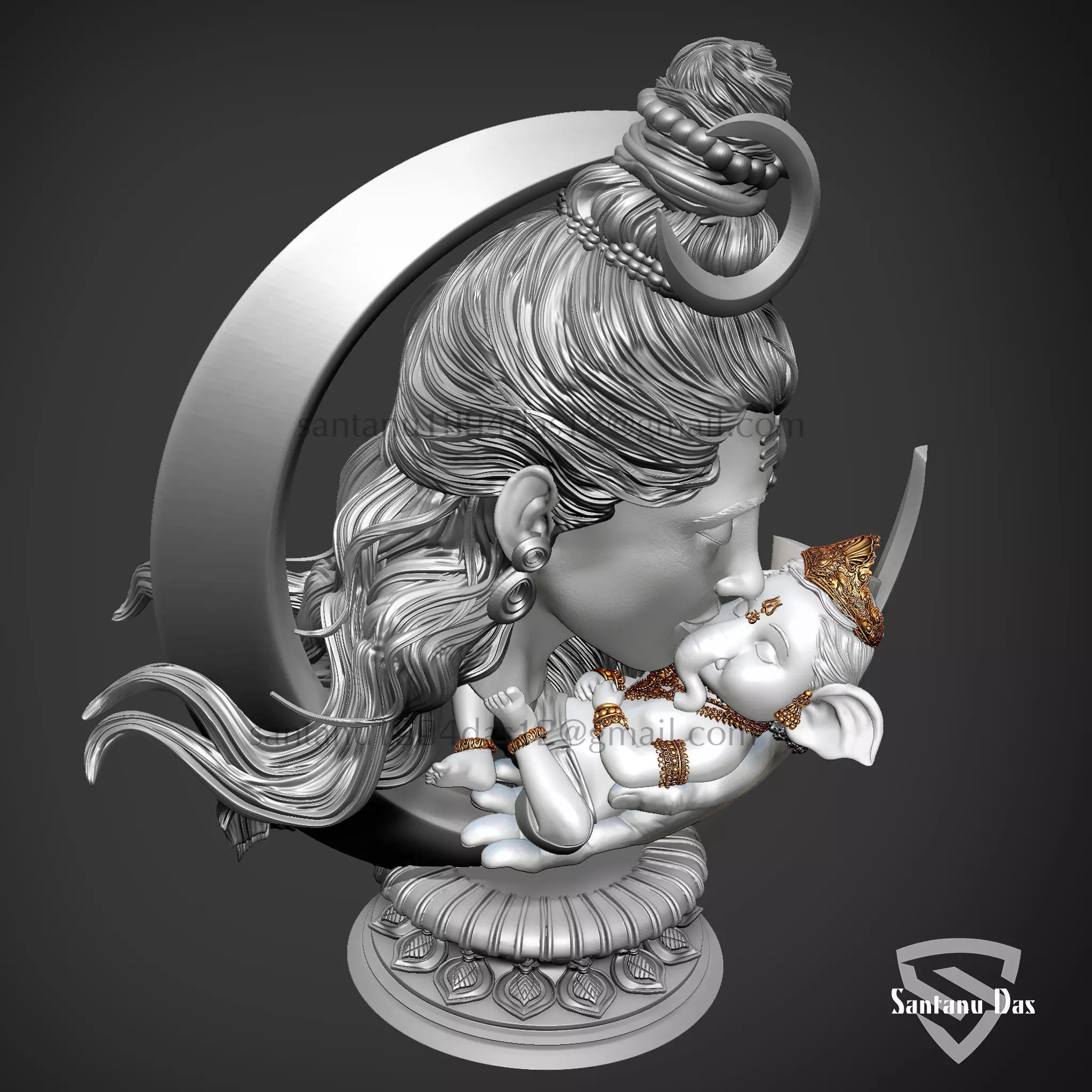 Baby Ganesh in Shiv jis Hand 3D print model_3