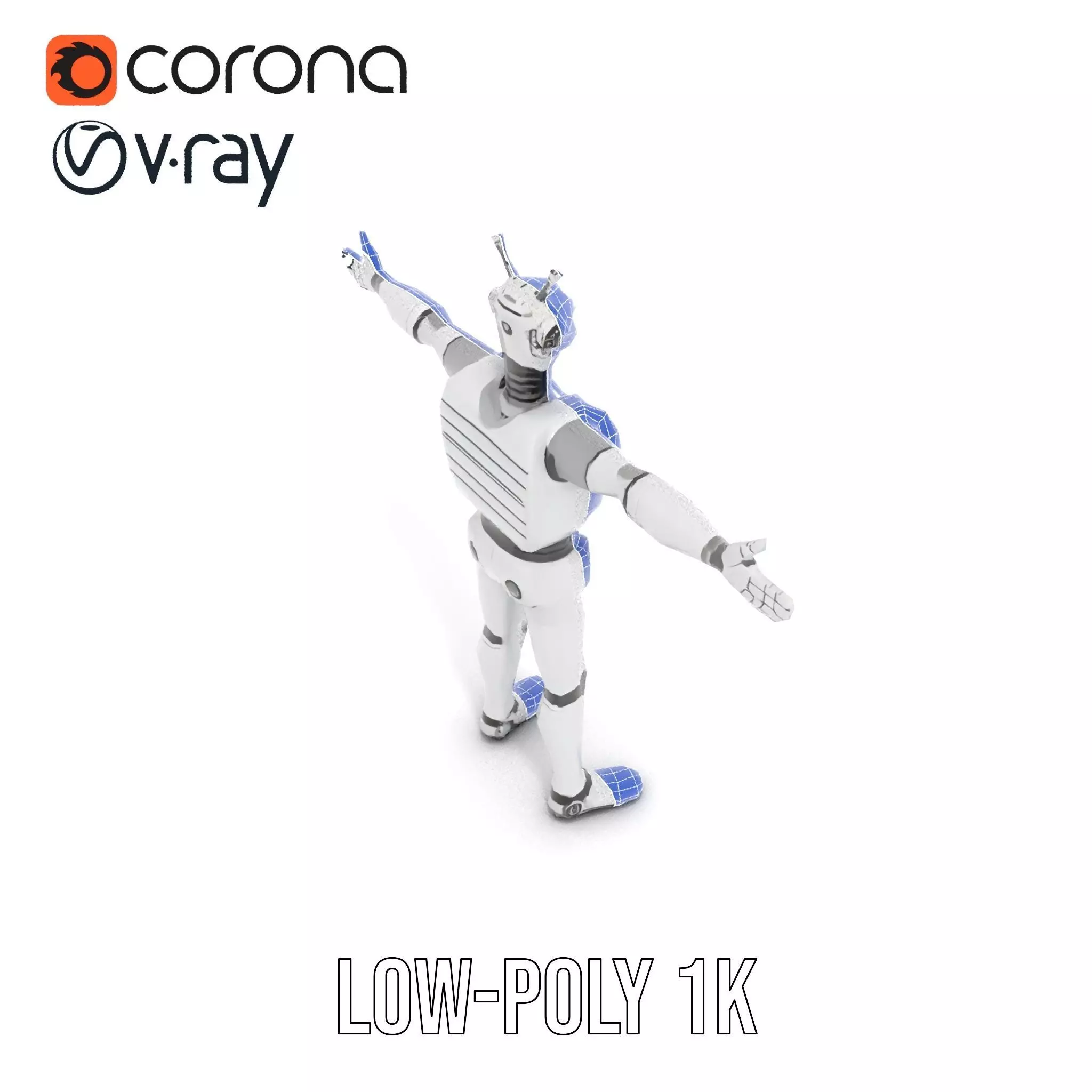 Retro Robot with Antennas Model Pack Low-poly 3D model_13