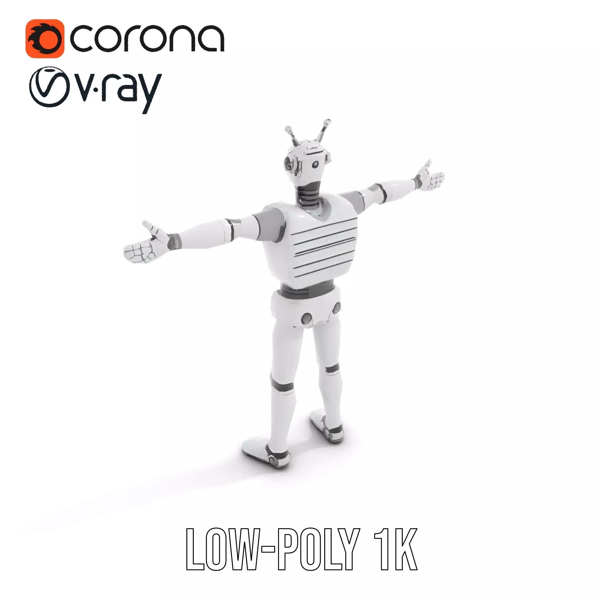 Retro Robot with Antennas Model Pack Low-poly 3D model_7