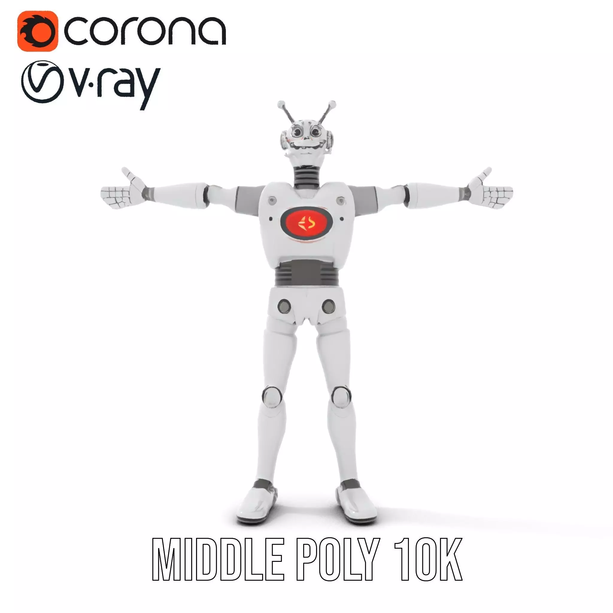 Retro Robot with Antennas Model Pack Low-poly 3D model_21