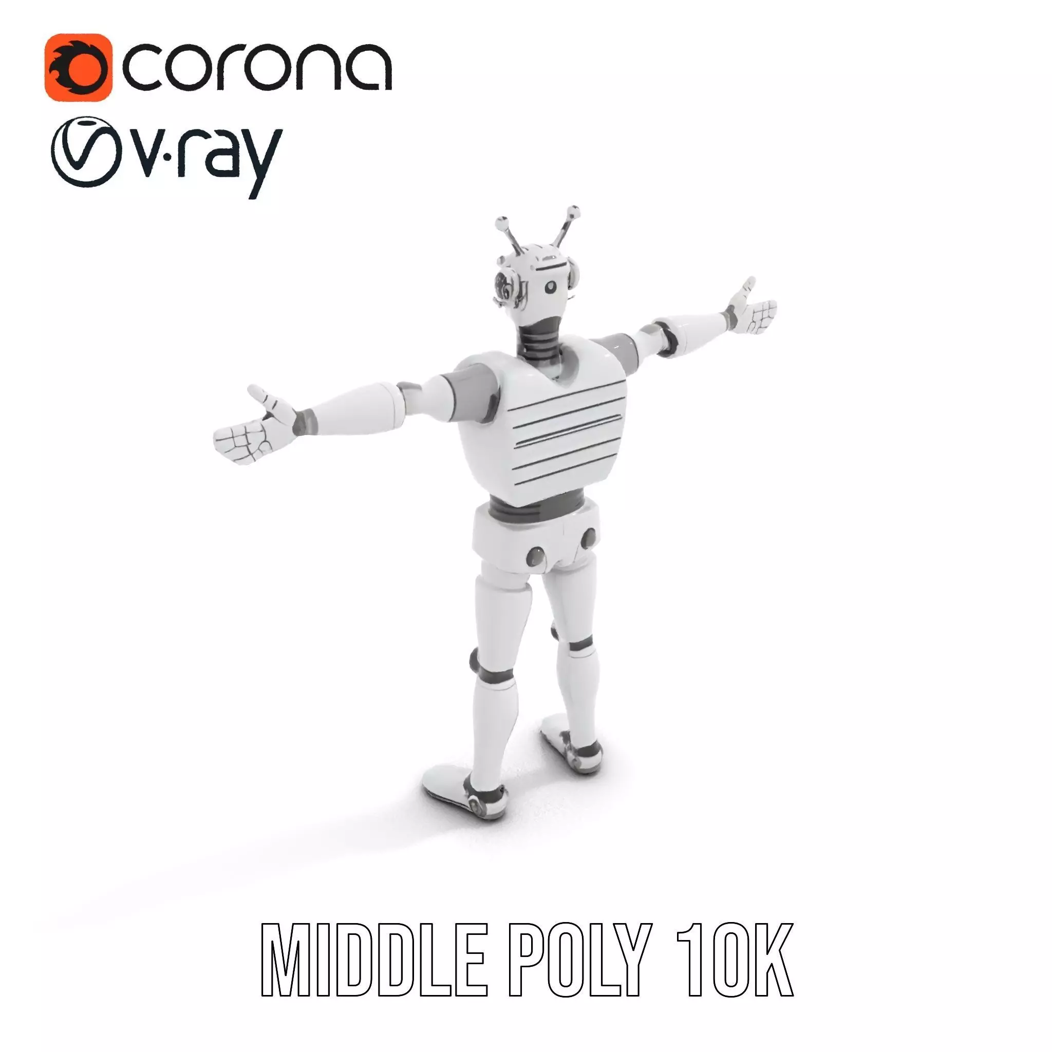 Retro Robot with Antennas Model Pack Low-poly 3D model_6