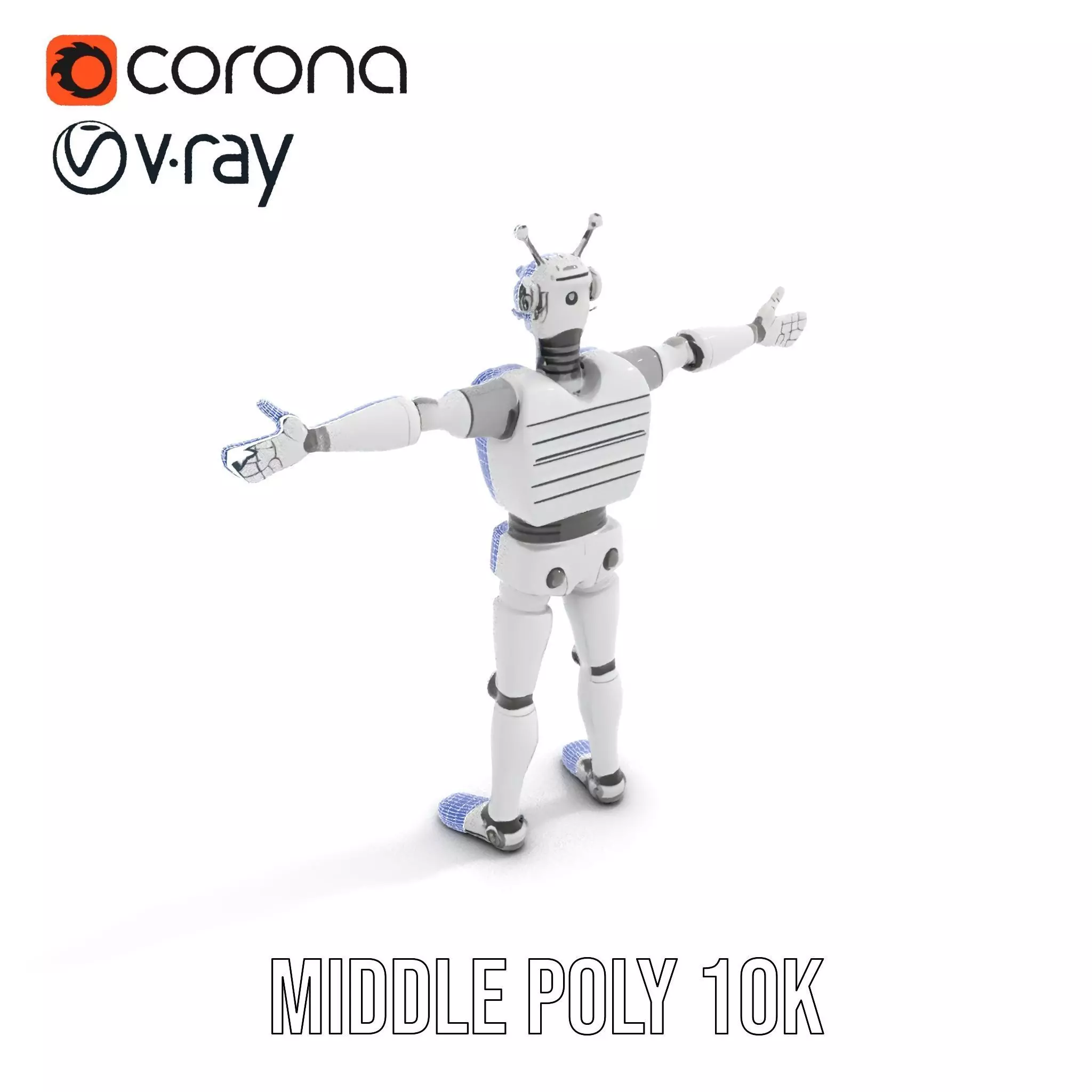 Retro Robot with Antennas Model Pack Low-poly 3D model_26