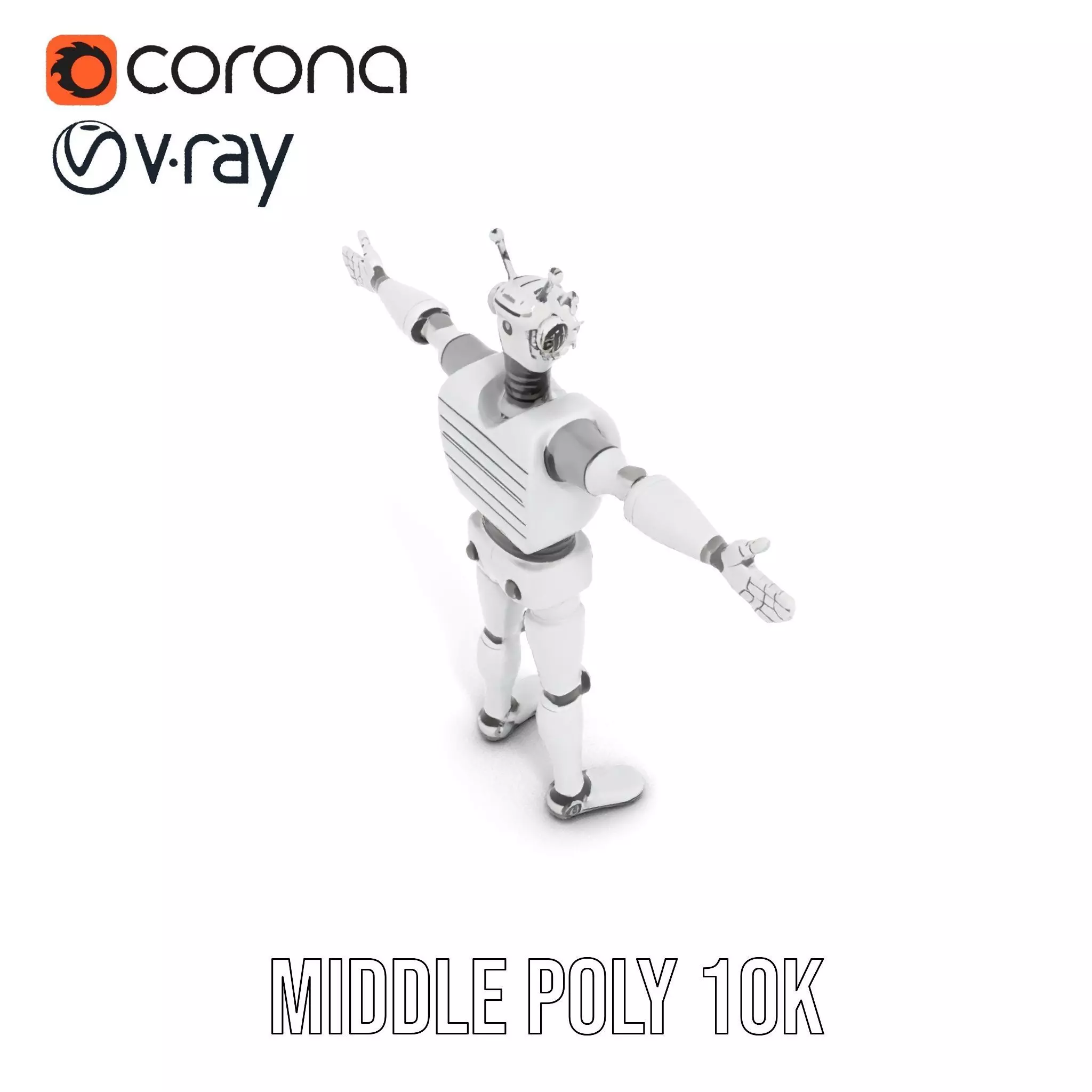 Retro Robot with Antennas Model Pack Low-poly 3D model_12