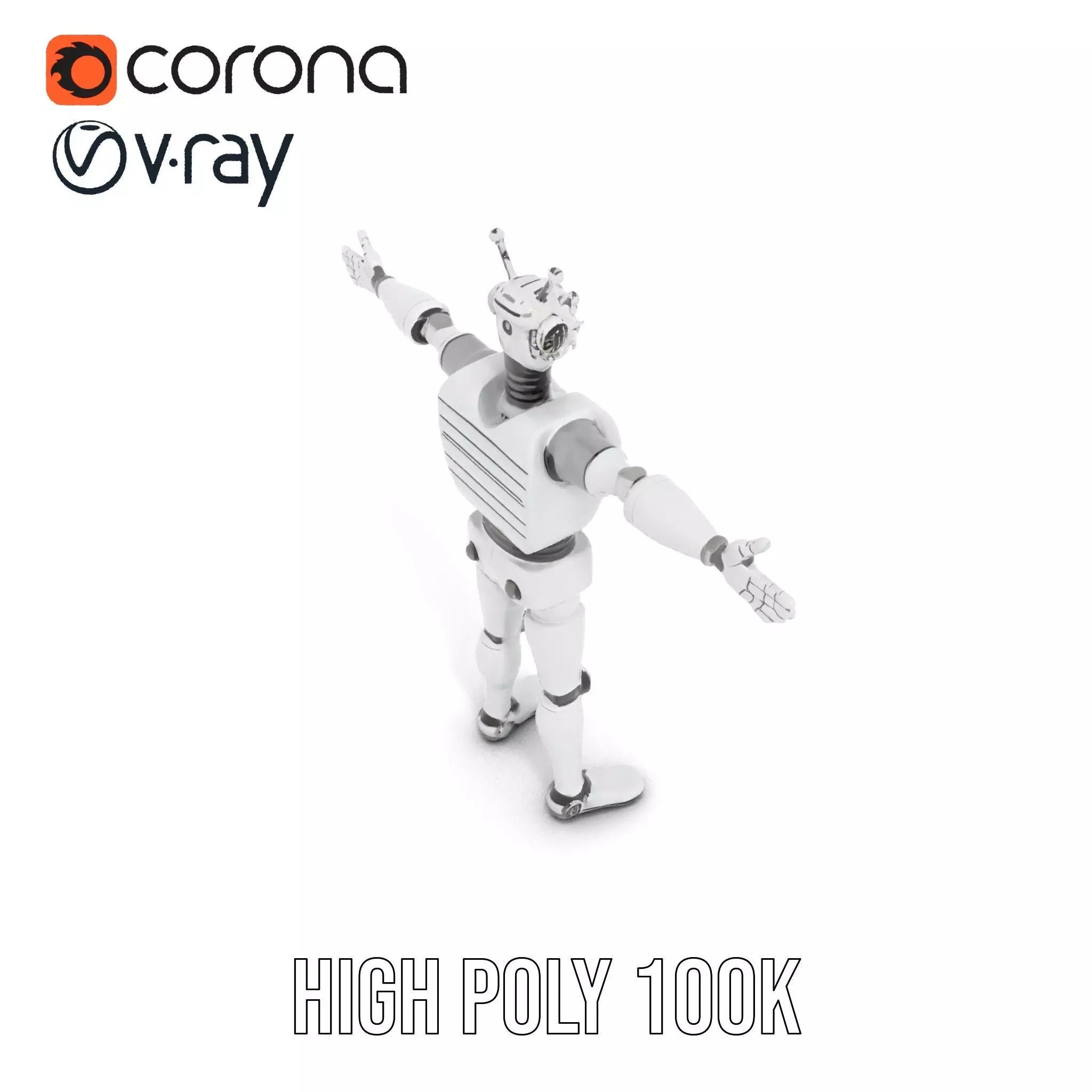 Retro Robot with Antennas Model Pack Low-poly 3D model_14