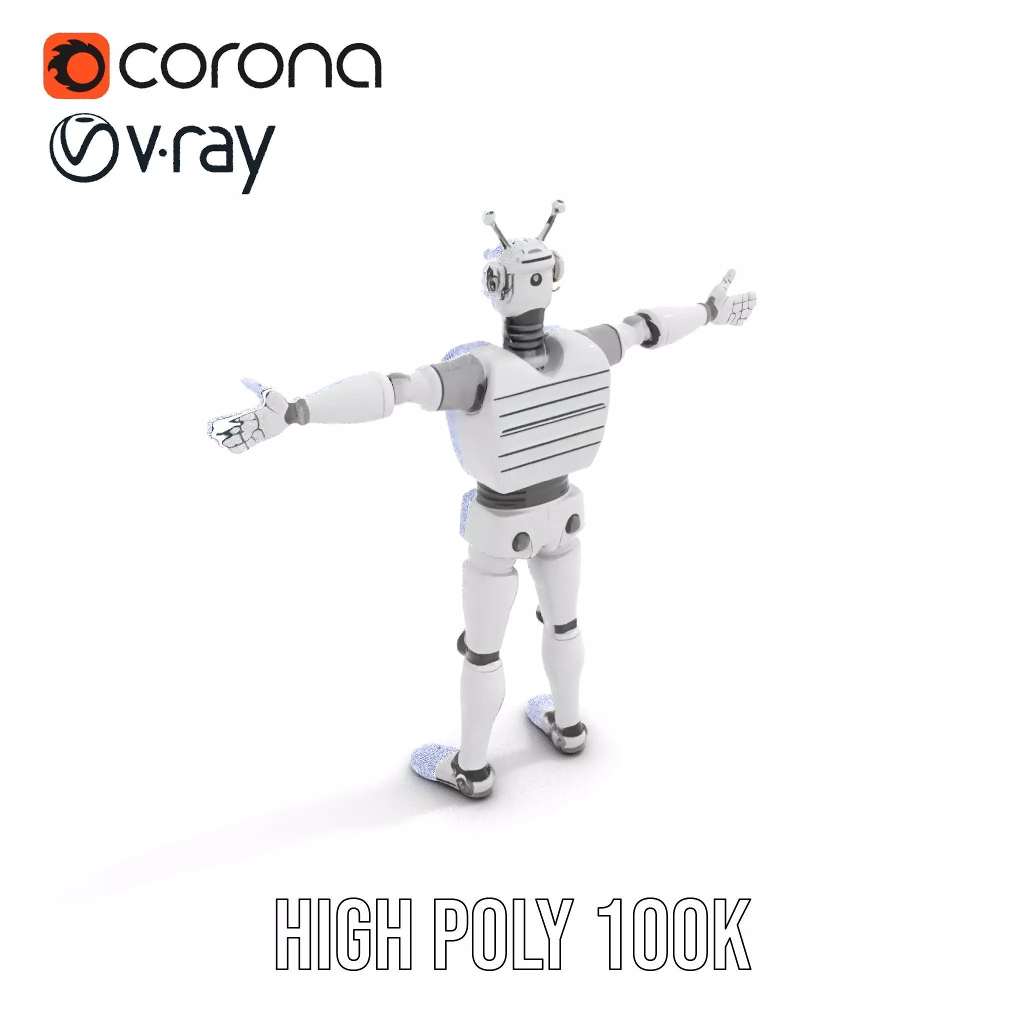 Retro Robot with Antennas Model Pack Low-poly 3D model_25