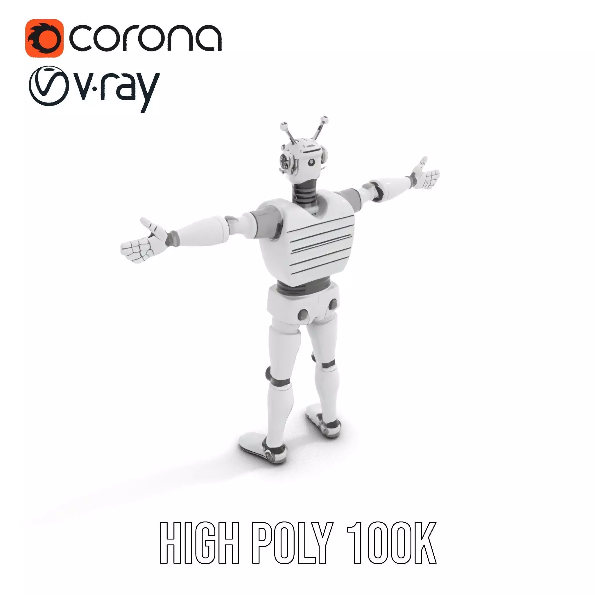 Retro Robot with Antennas Model Pack Low-poly 3D model_9
