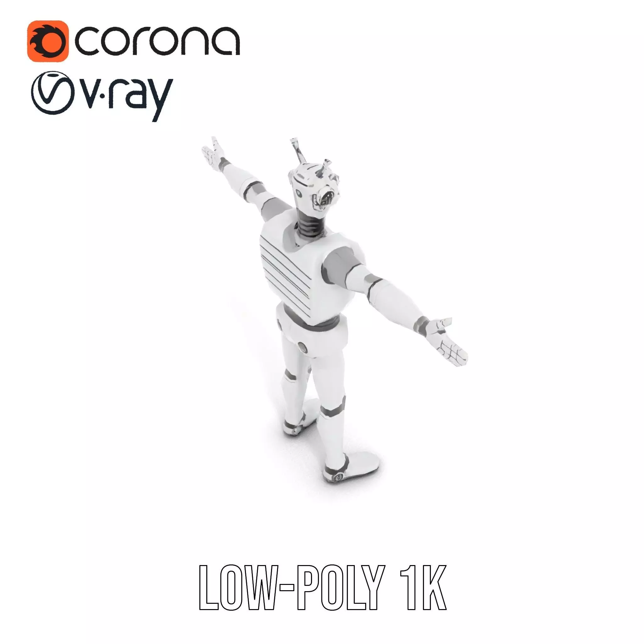 Retro Robot with Antennas Model Pack Low-poly 3D model_19