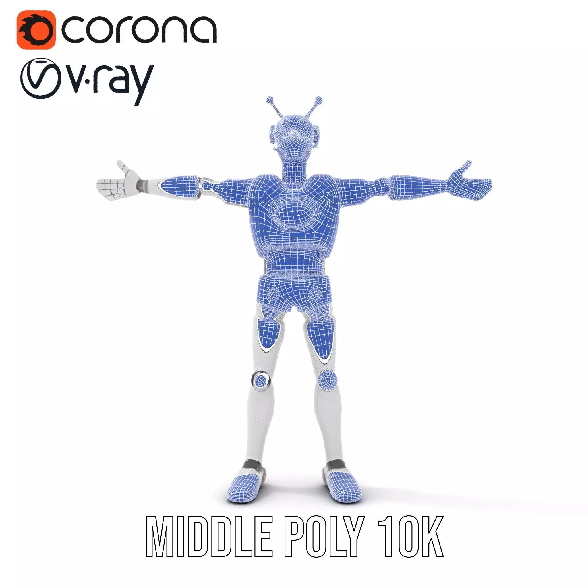 Retro Robot with Antennas Model Pack Low-poly 3D model_15